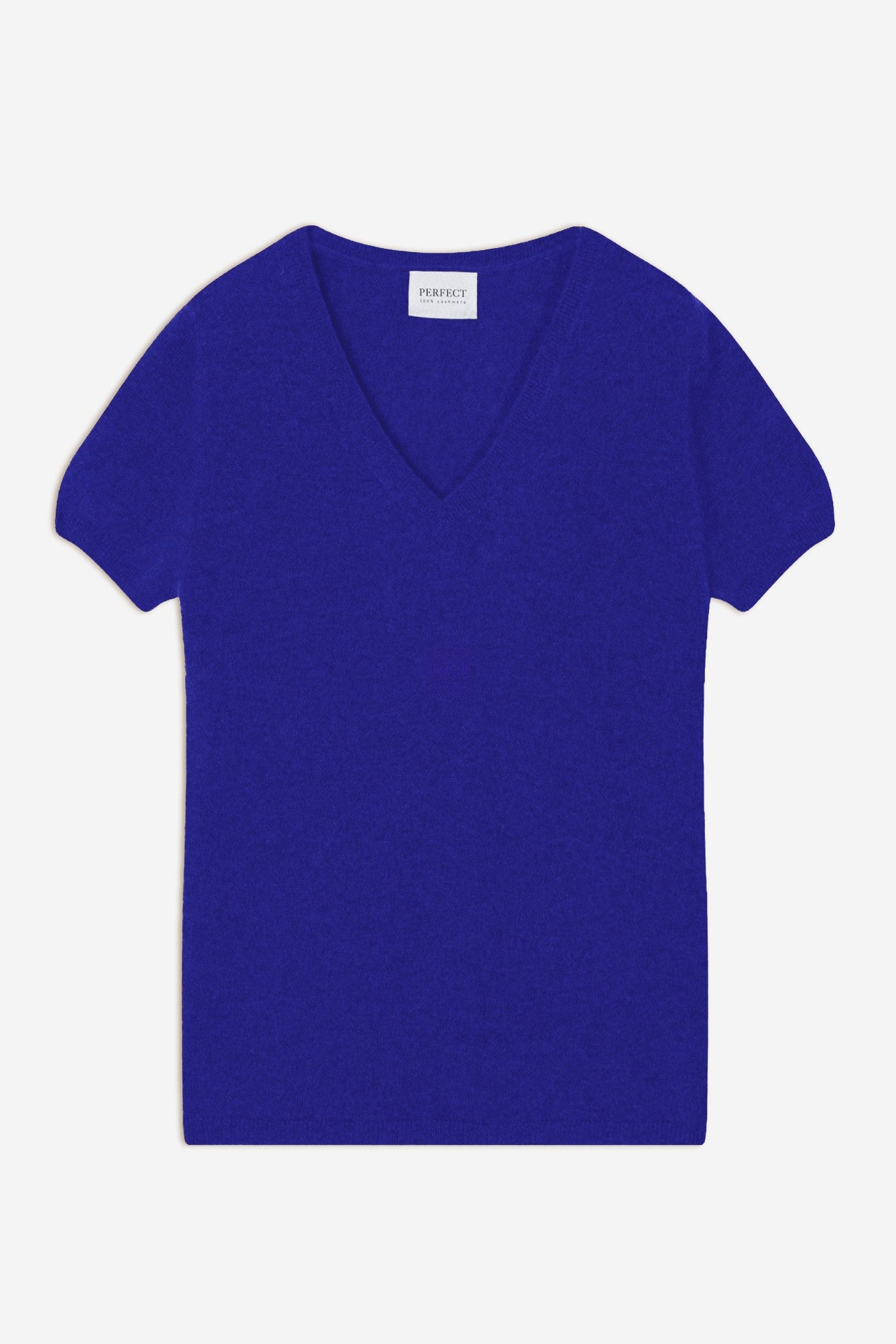 efimia t-shirt col v indigo 100% cachemire