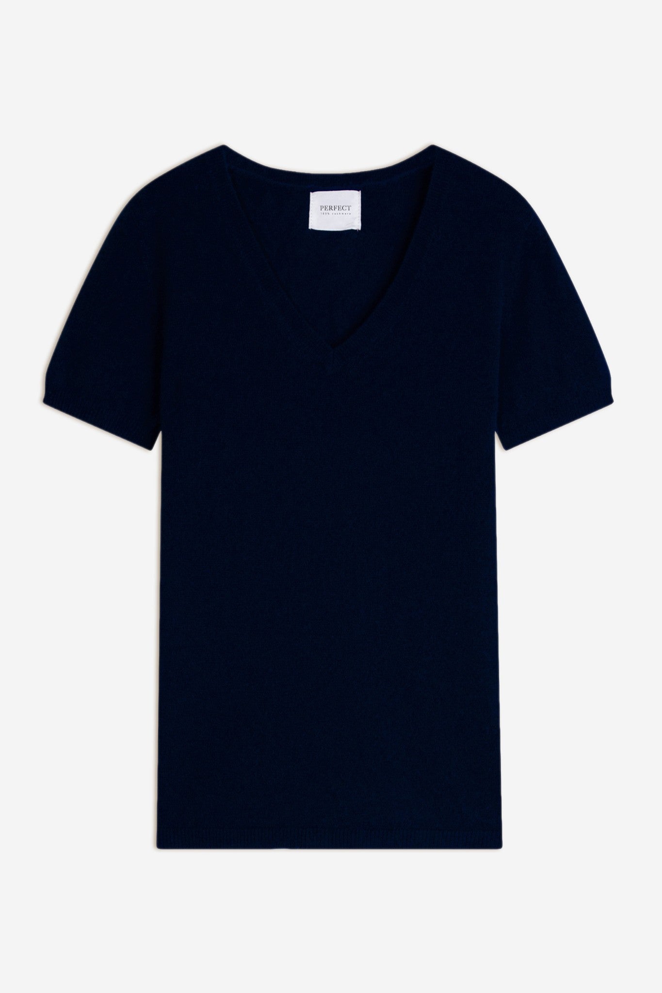 efimia t-shirt col v navy 100% cachemire