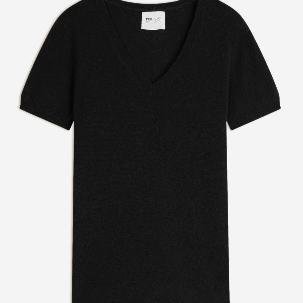 efimia t-shirt col v noir 100% cachemire