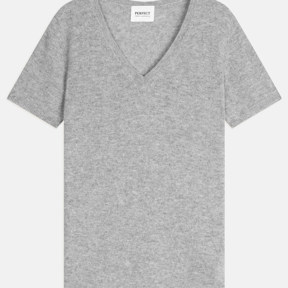 efimia t-shirt col v nuage chiné 100% cachemire