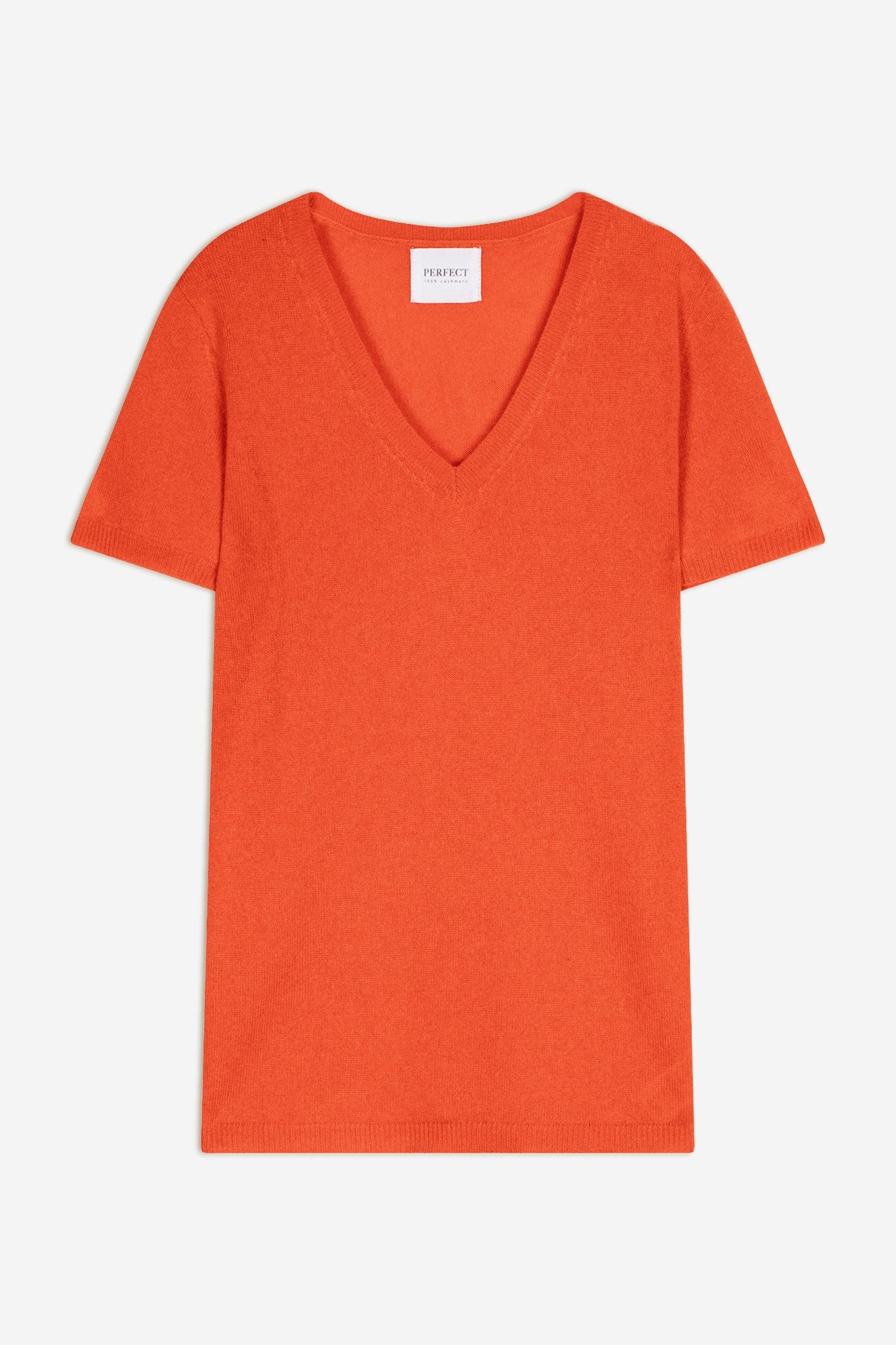 efimia t-shirt col v orange 100% cachemire
