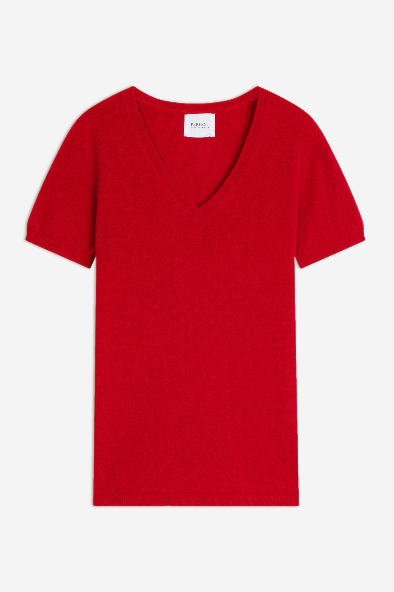 efimia t-shirt col v rouge 100% cachemire