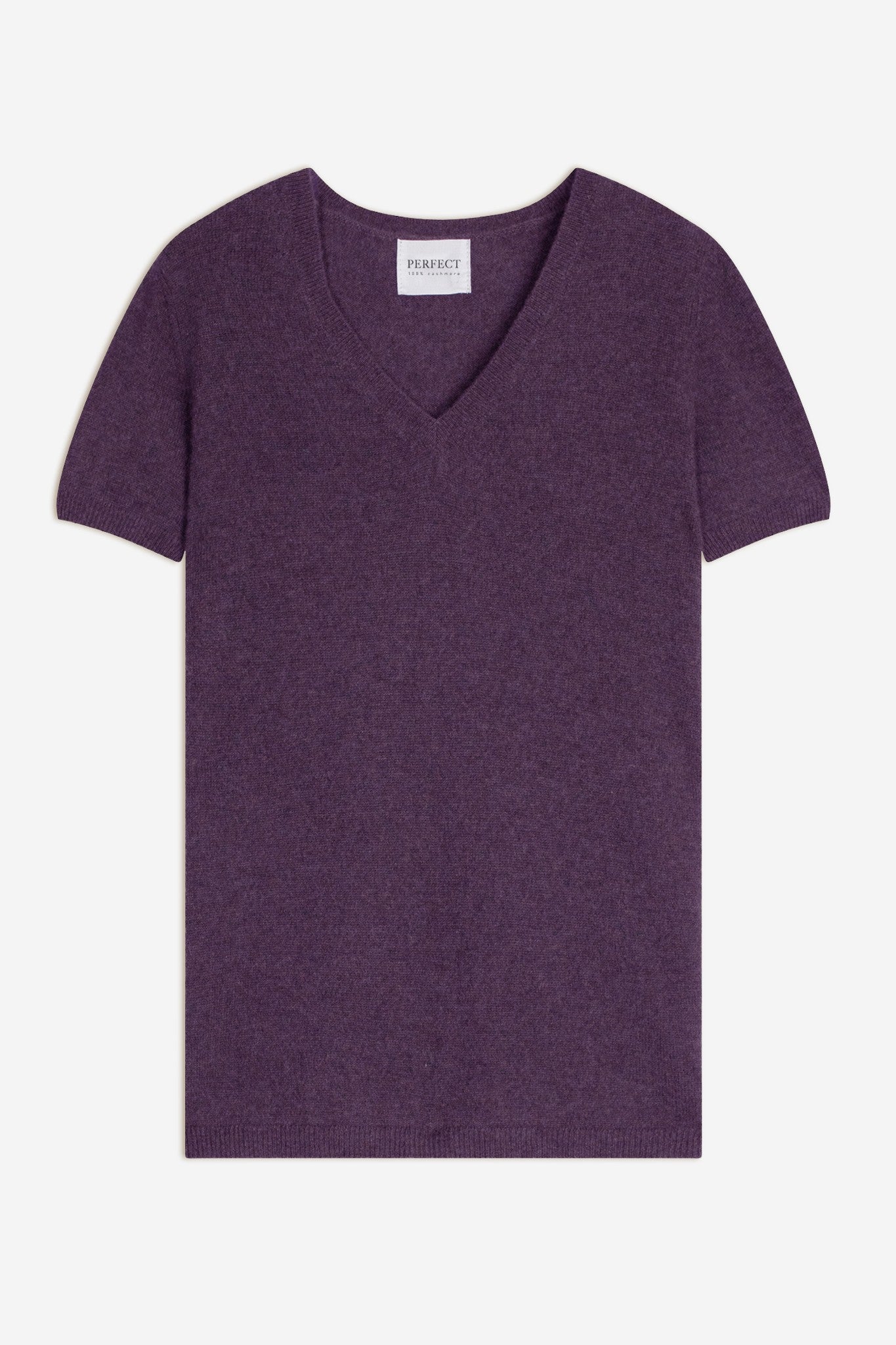 efimia t-shirt col v violet chiné 100% cachemire