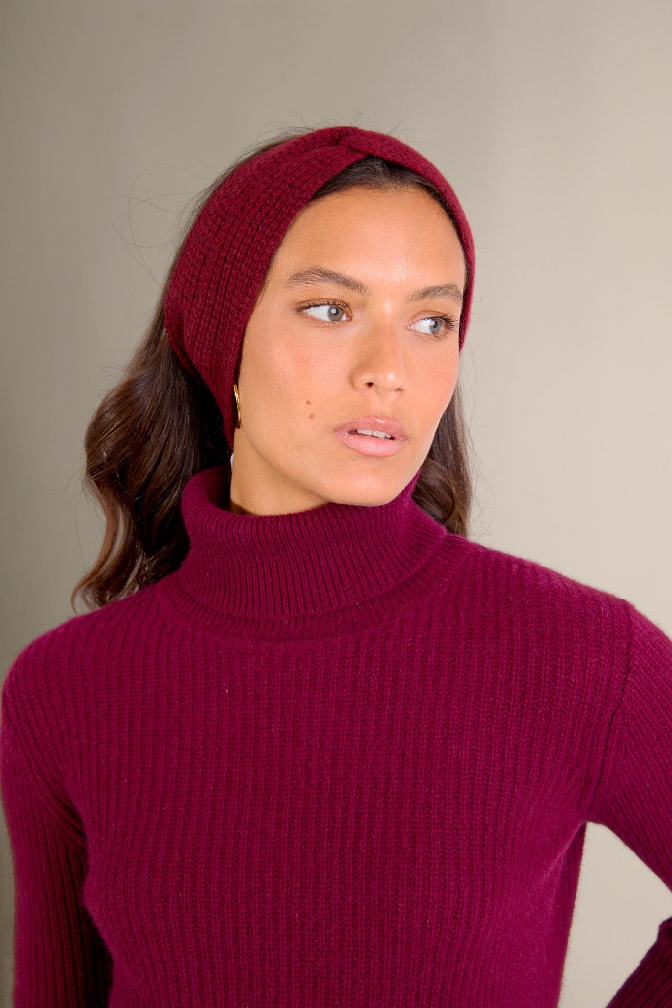 eithne bandeau 8 fils cranberry chiné 100% cachemire