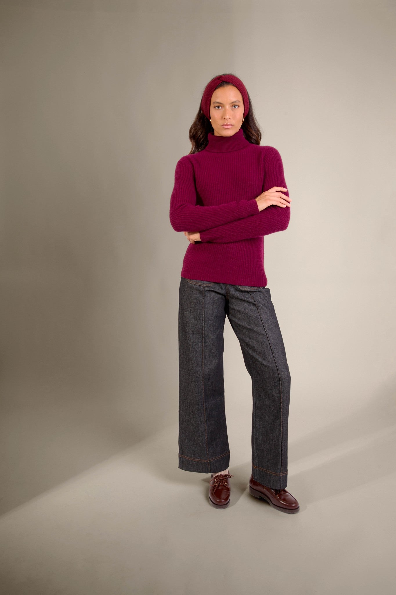 eithne bandeau 8 fils cranberry chiné 100% cachemire