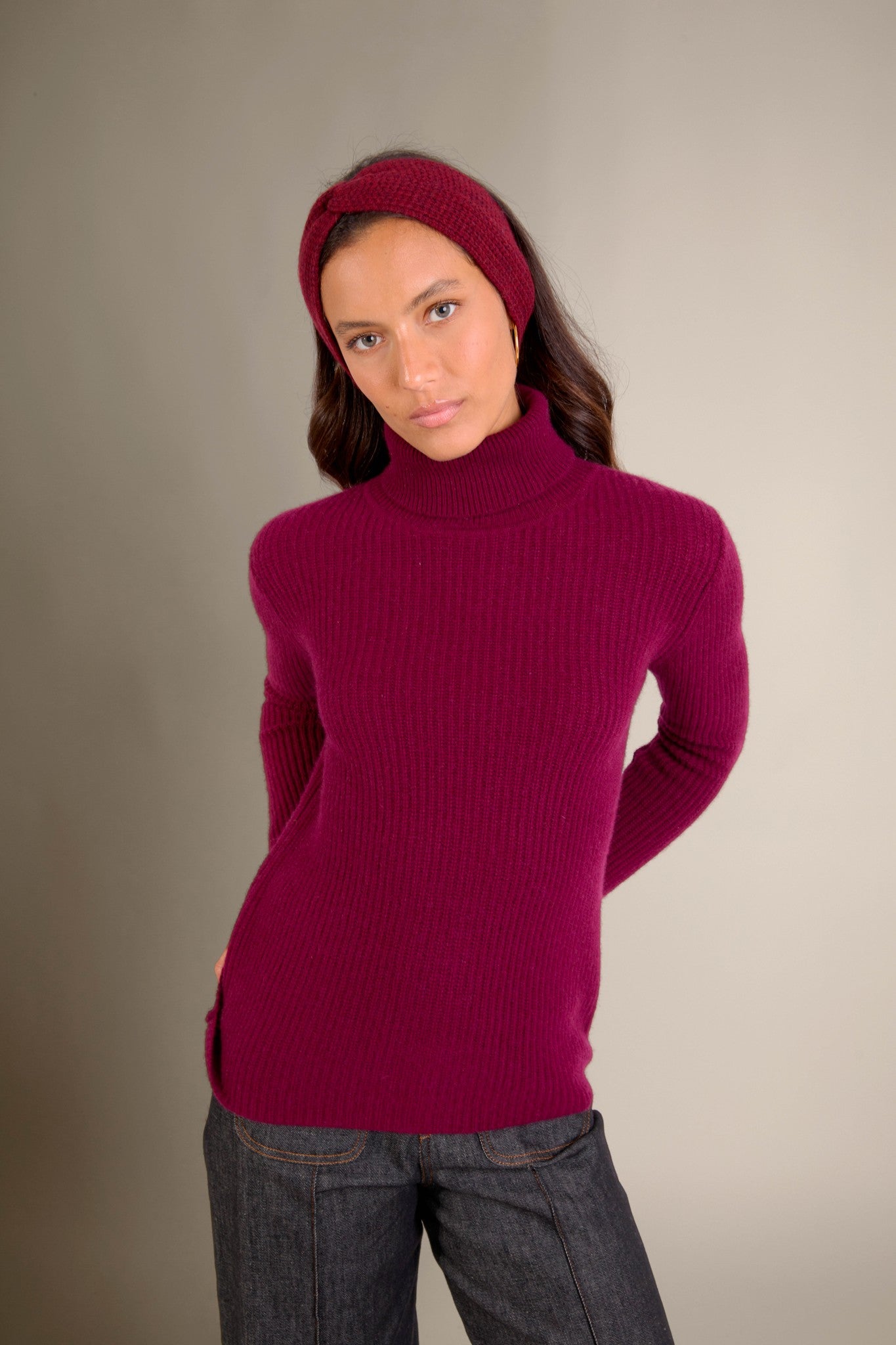 eithne bandeau 8 fils cranberry chiné 100% cachemire