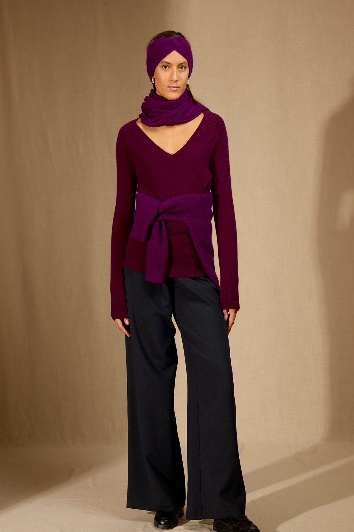 eithne bandeau 8 fils prune 100% cachemire