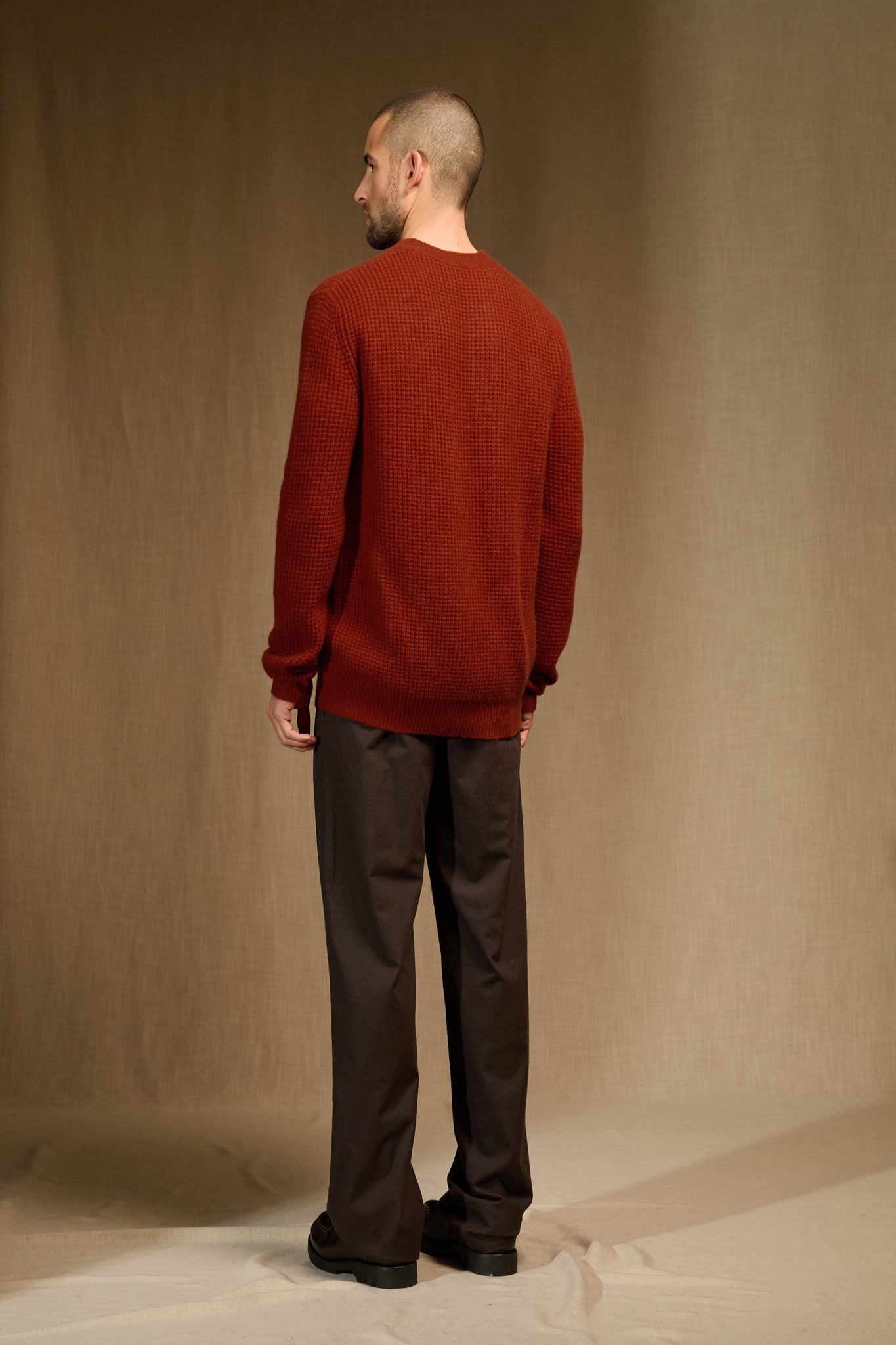 elazar pull col rond 4 fils paprika 100% cachemire