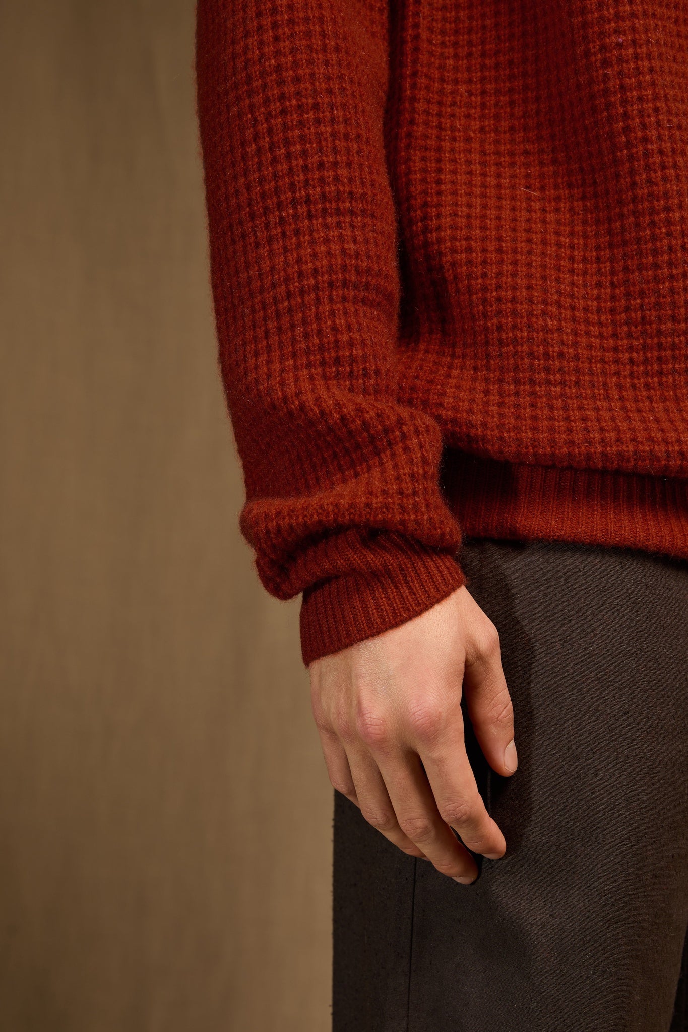 elazar pull col rond 4 fils paprika 100% cachemire