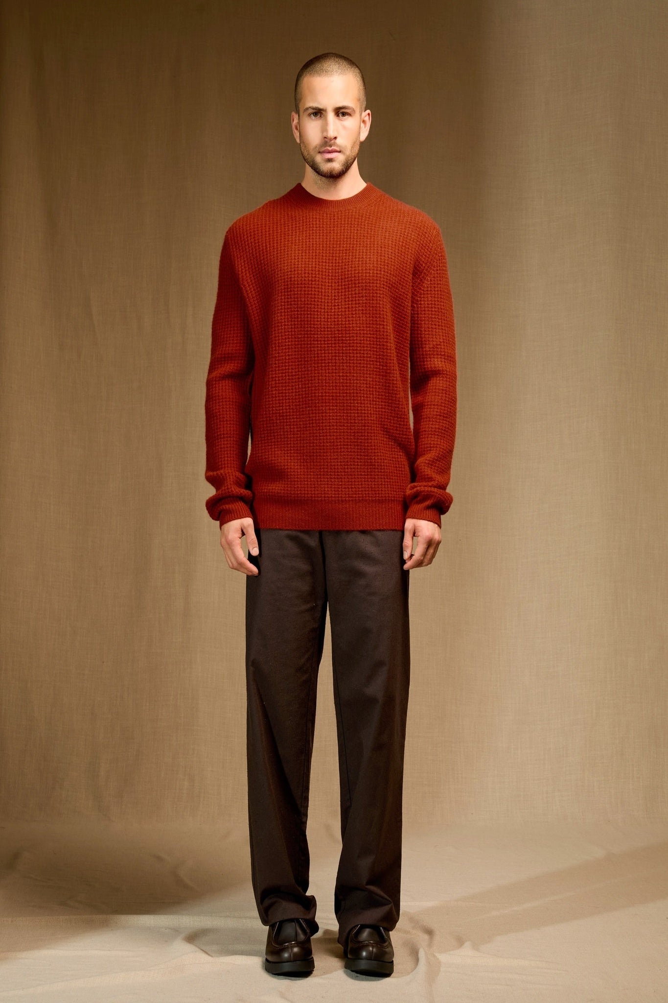 elazar pull col rond 4 fils paprika 100% cachemire