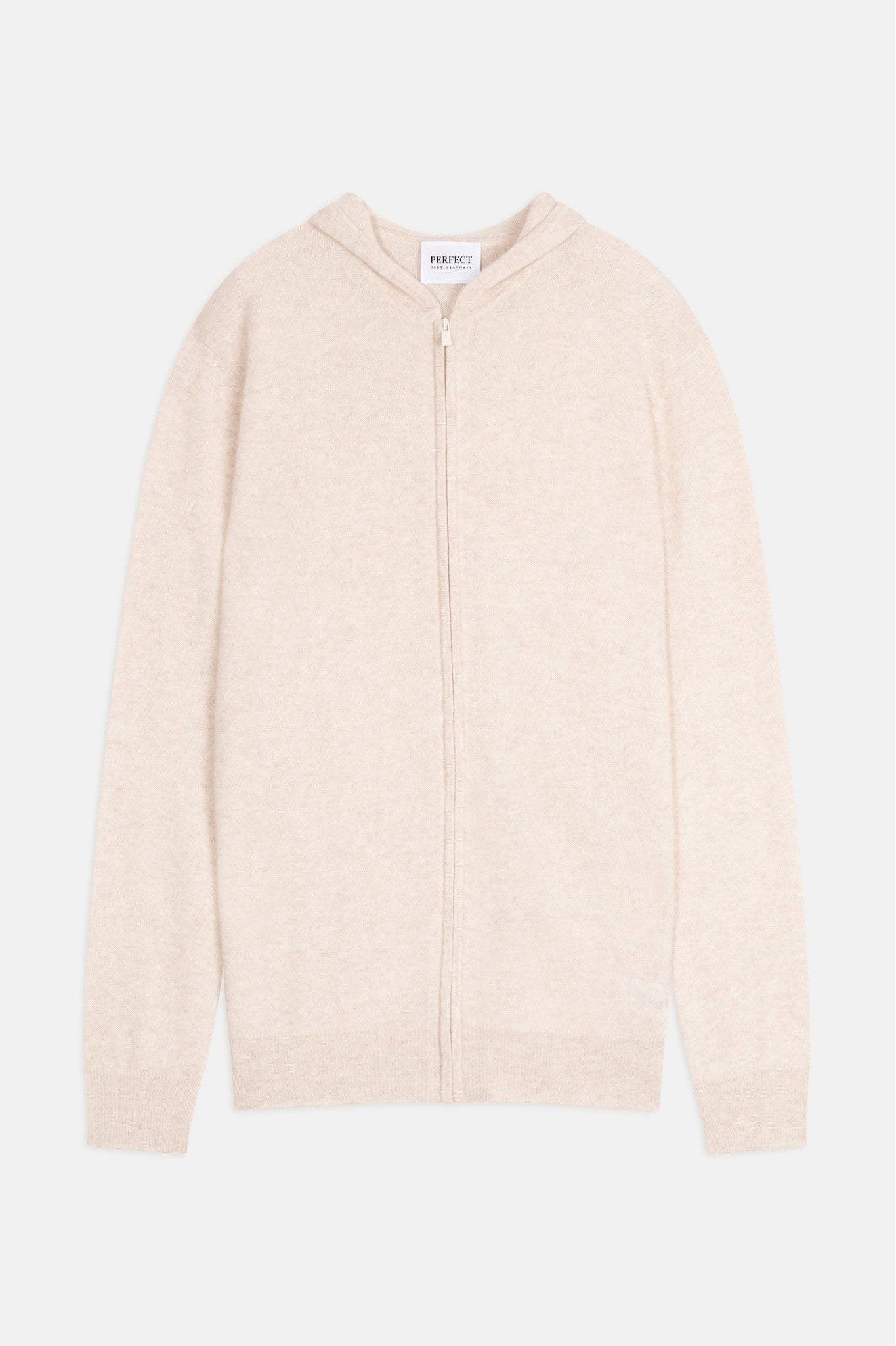 eldo gilet zippé capuche beige chiné 100% cachemire