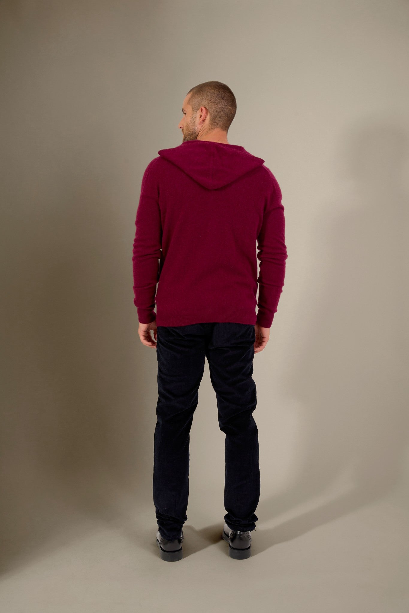 eldo gilet zippé capuche bordeaux 100% cachemire