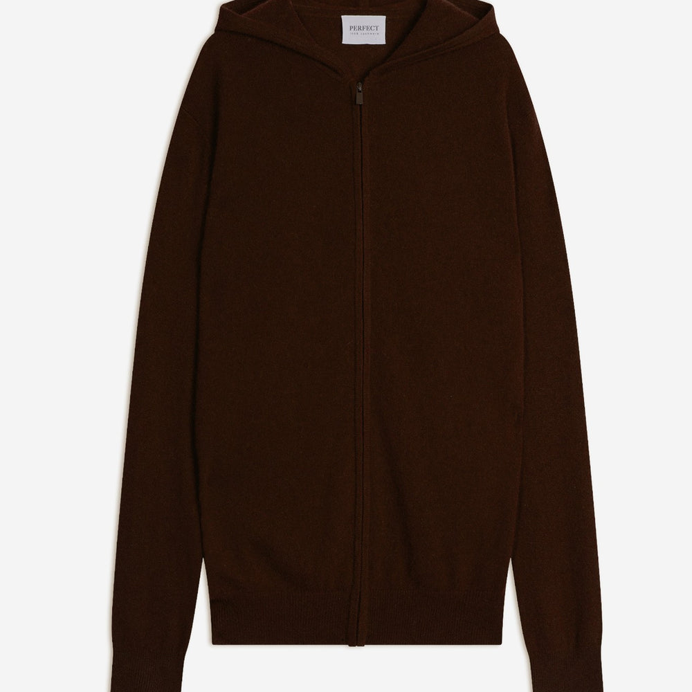 eldo gilet zippé capuche café 100% cachemire