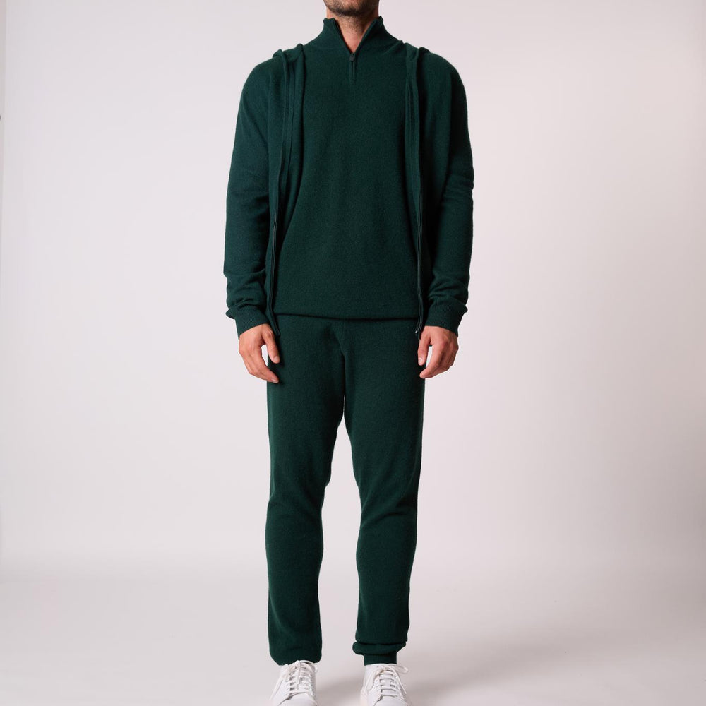 ELDO gilet zippé capuche cyprès 100% cachemire