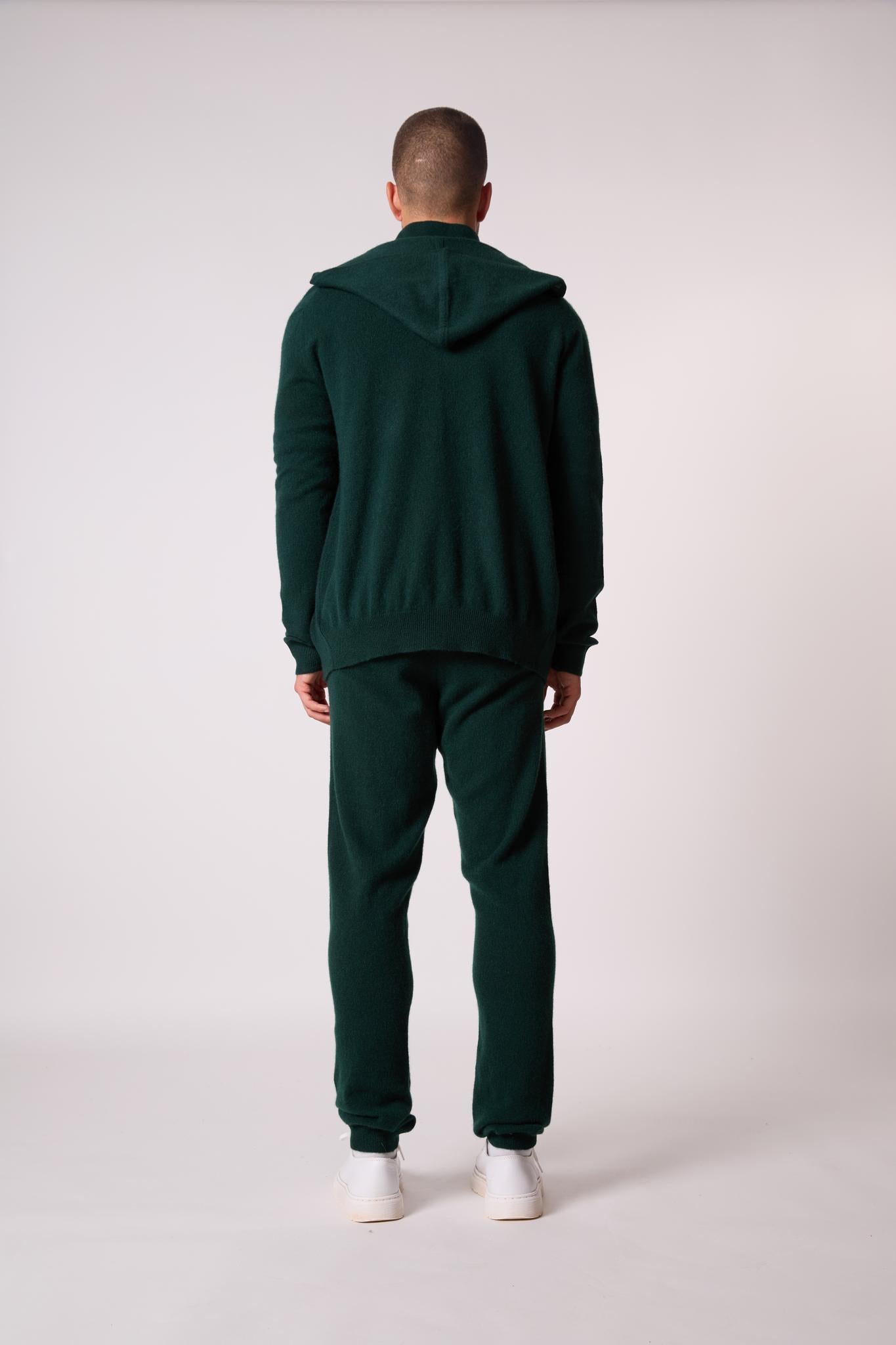 ELDO gilet zippé capuche cyprès 100% cachemire