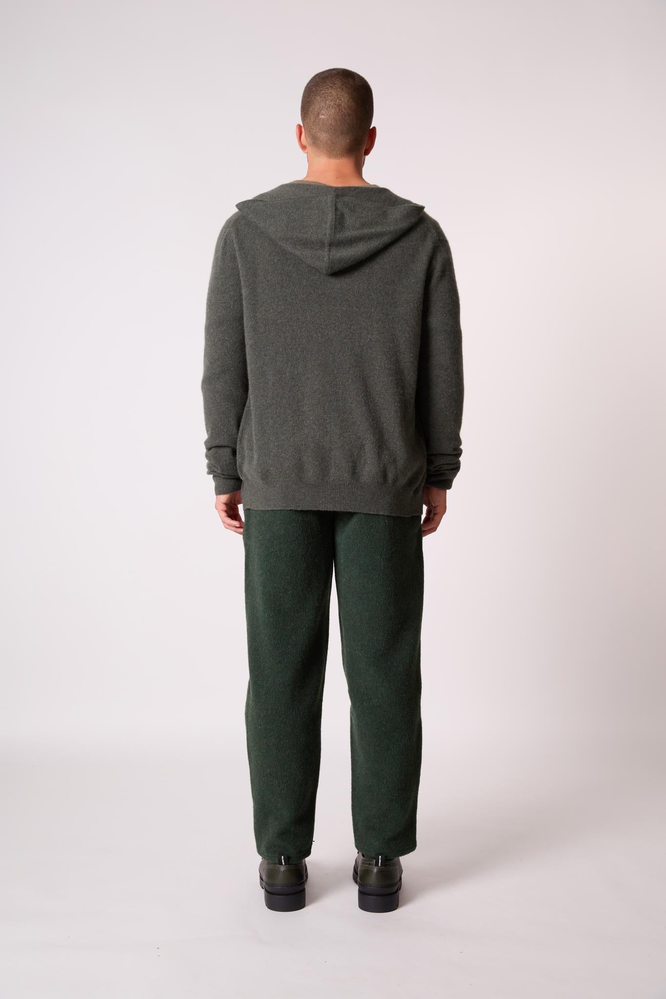ELDO gilet zippé capuche kaki chiné 100% cachemire