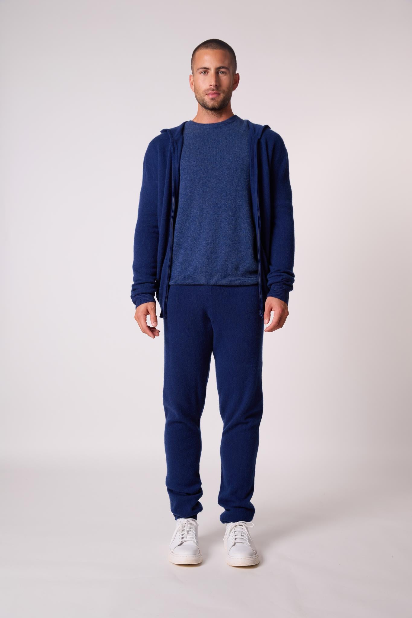 ELDO gilet zippé capuche minuit 100% cachemire