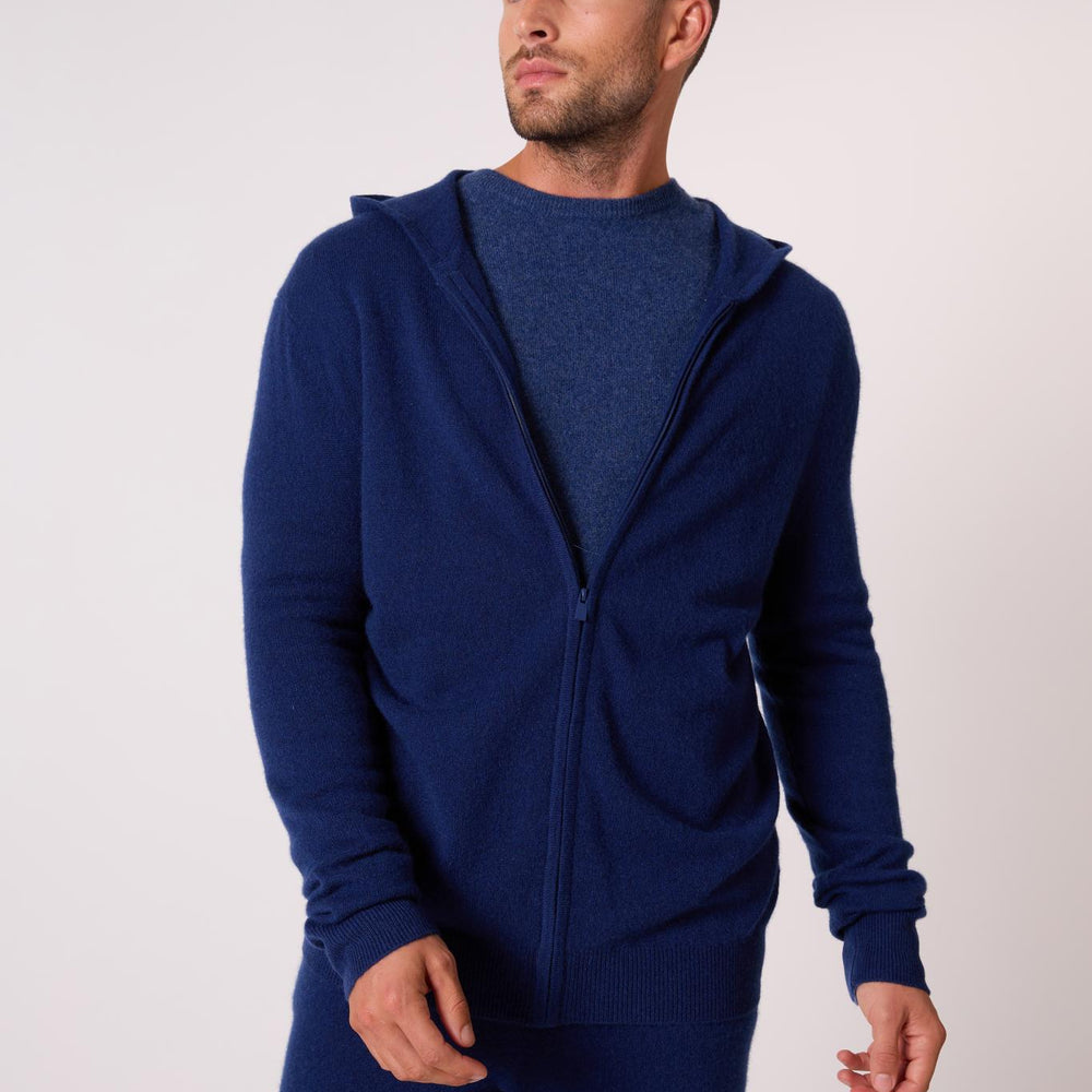 ELDO gilet zippé capuche minuit 100% cachemire
