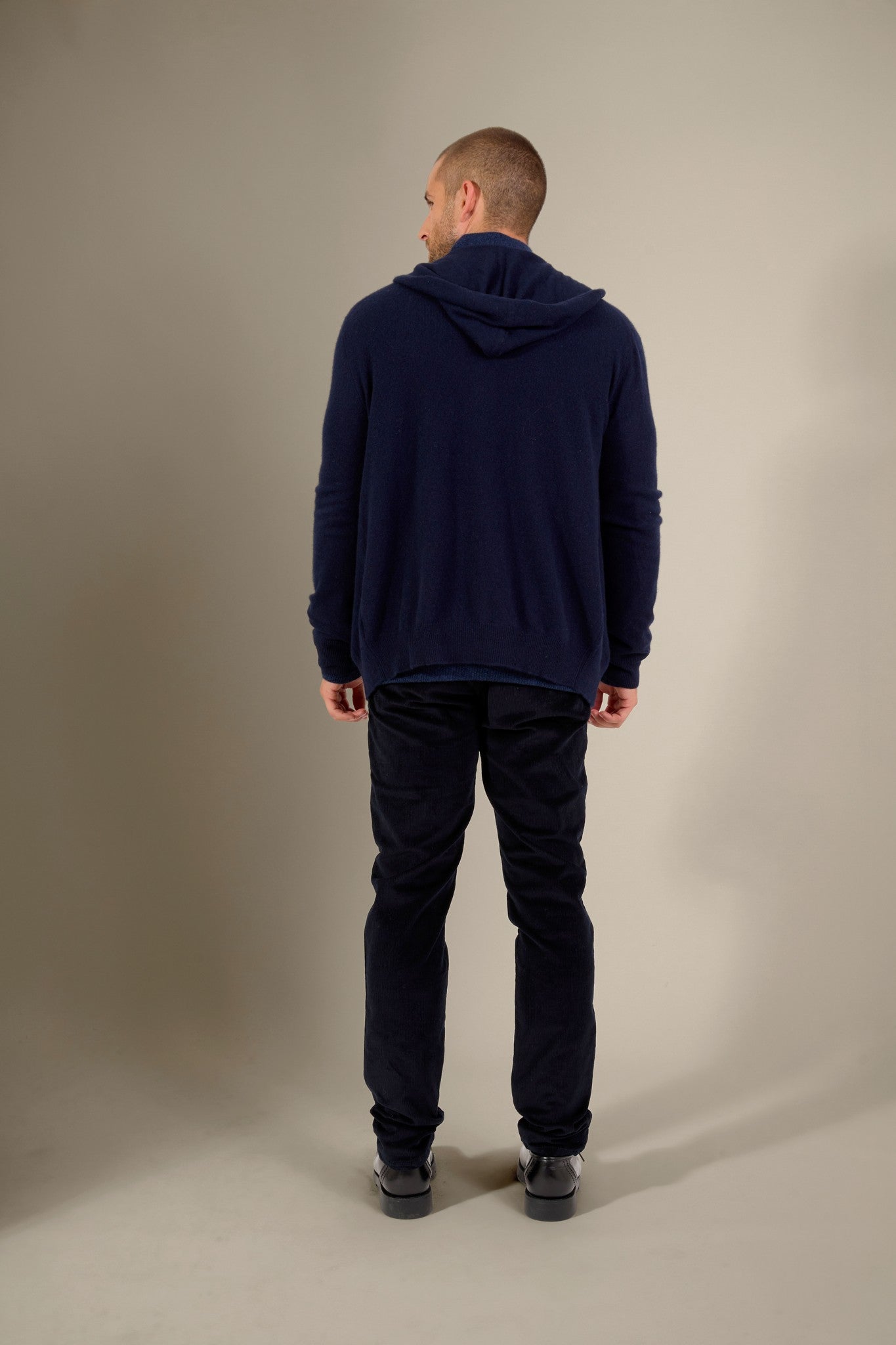 eldo gilet zippé capuche navy 100% cachemire