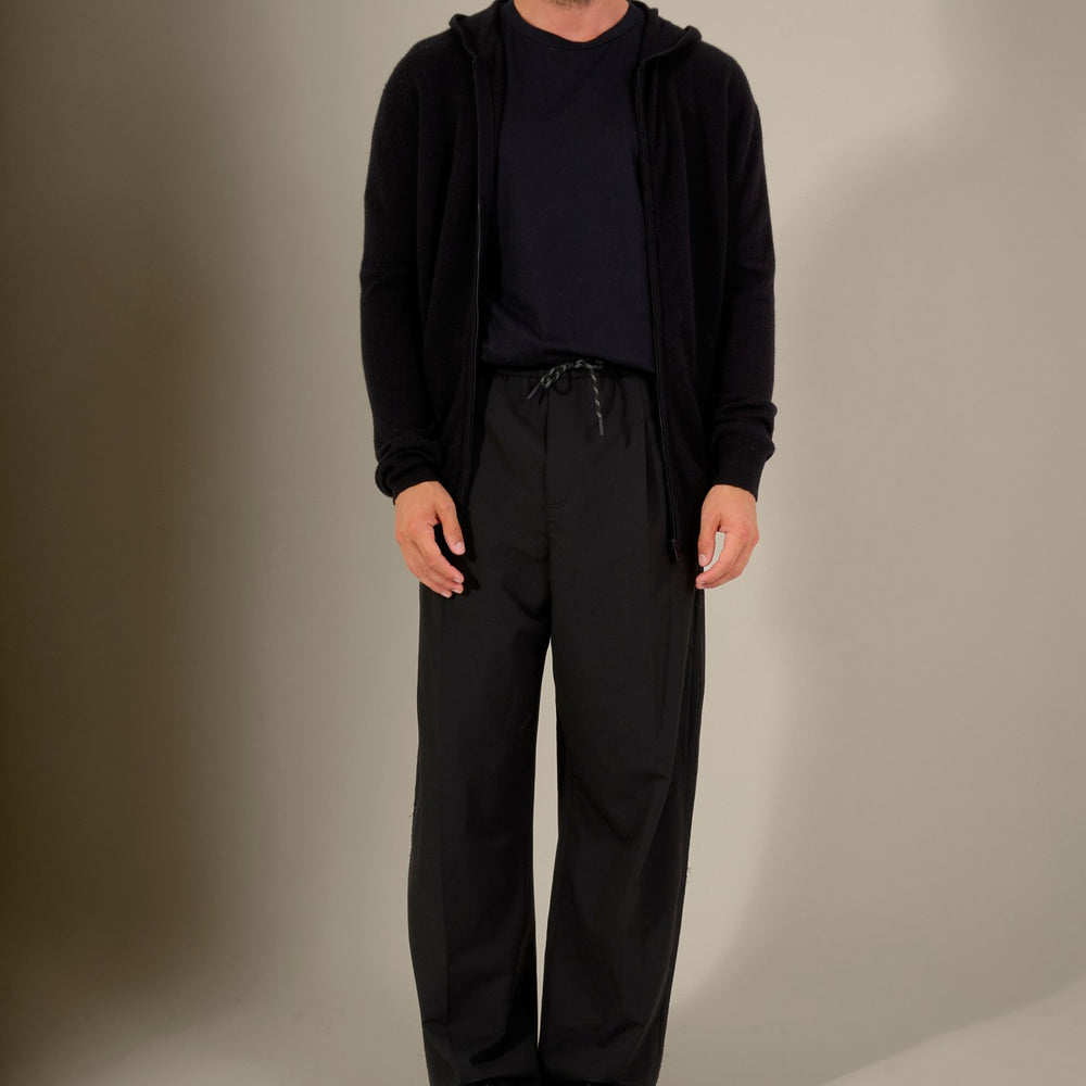 eldo gilet zippé capuche noir 100% cachemire