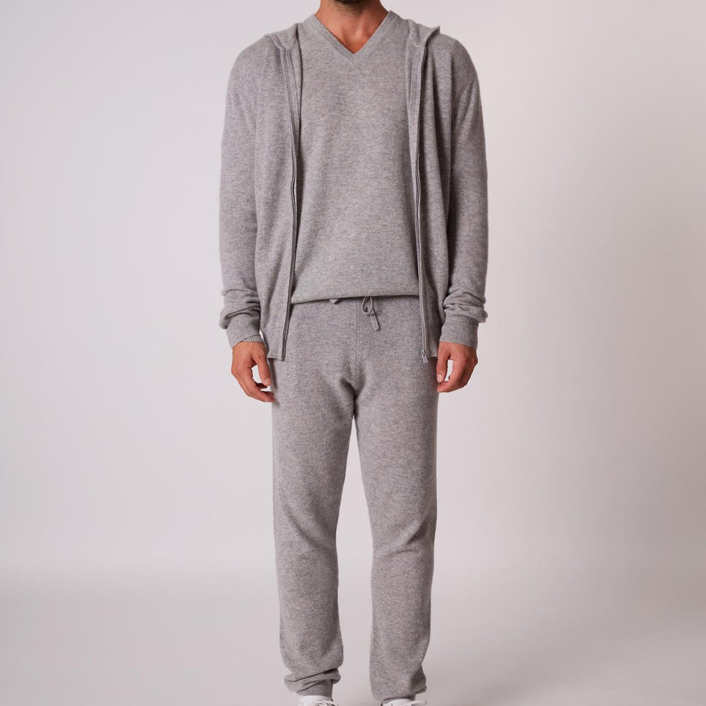 ELDO gilet zippé capuche nuage chiné 100% cachemire