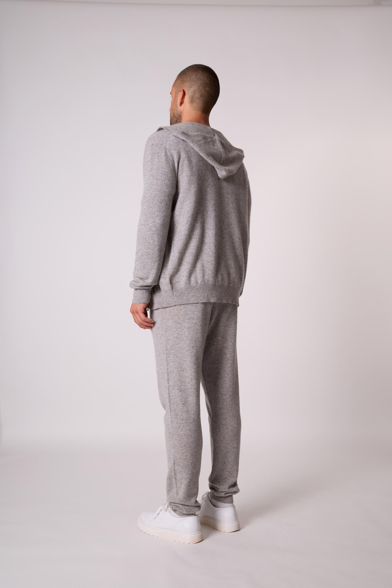 ELDO gilet zippé capuche nuage chiné 100% cachemire