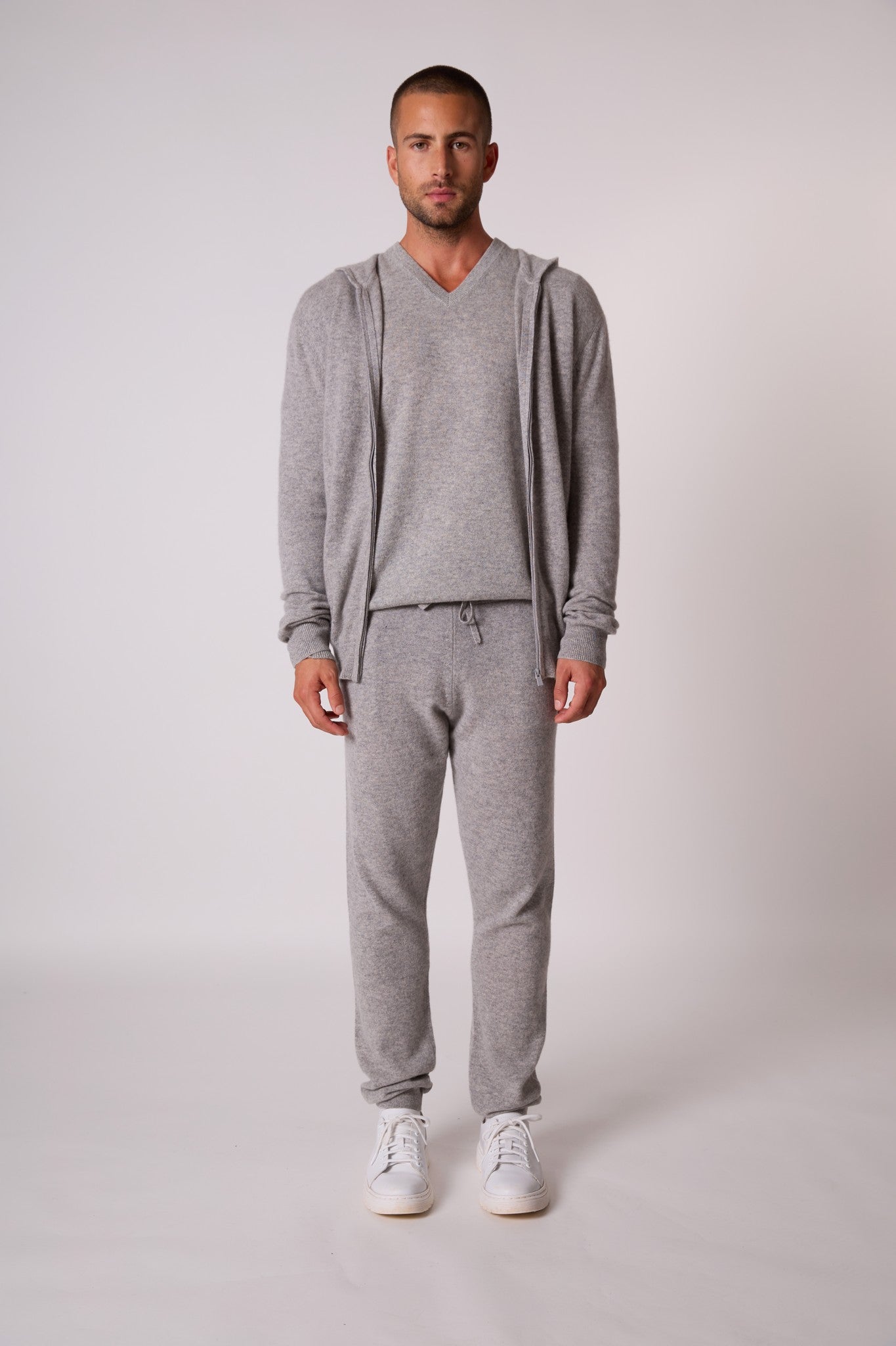 eldo gilet zippé capuche nuage chiné 100% cachemire