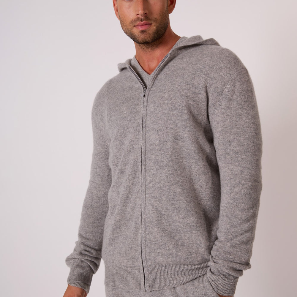 eldo gilet zippé capuche nuage chiné 100% cachemire