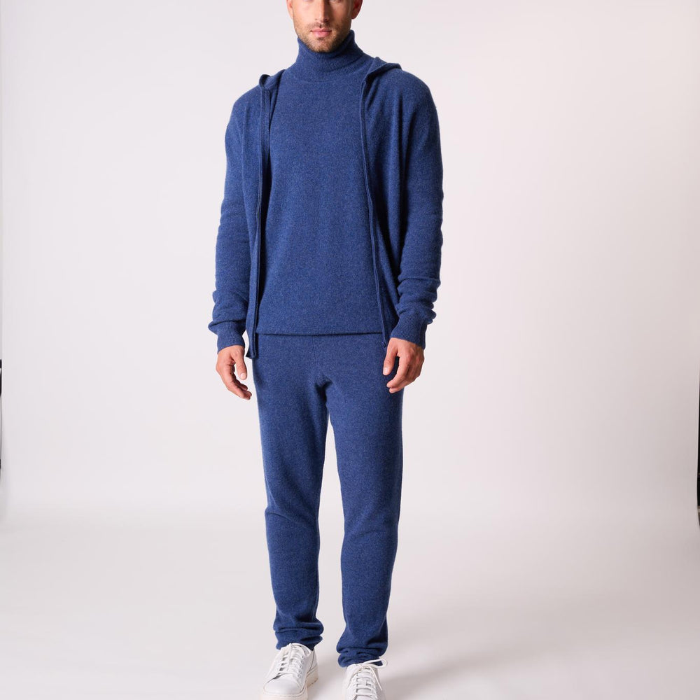 ELDO gilet zippé capuche ocean chiné 100% cachemire