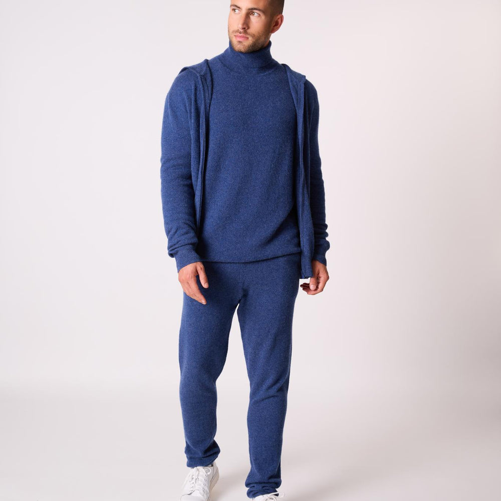 ELDO gilet zippé capuche ocean chiné 100% cachemire
