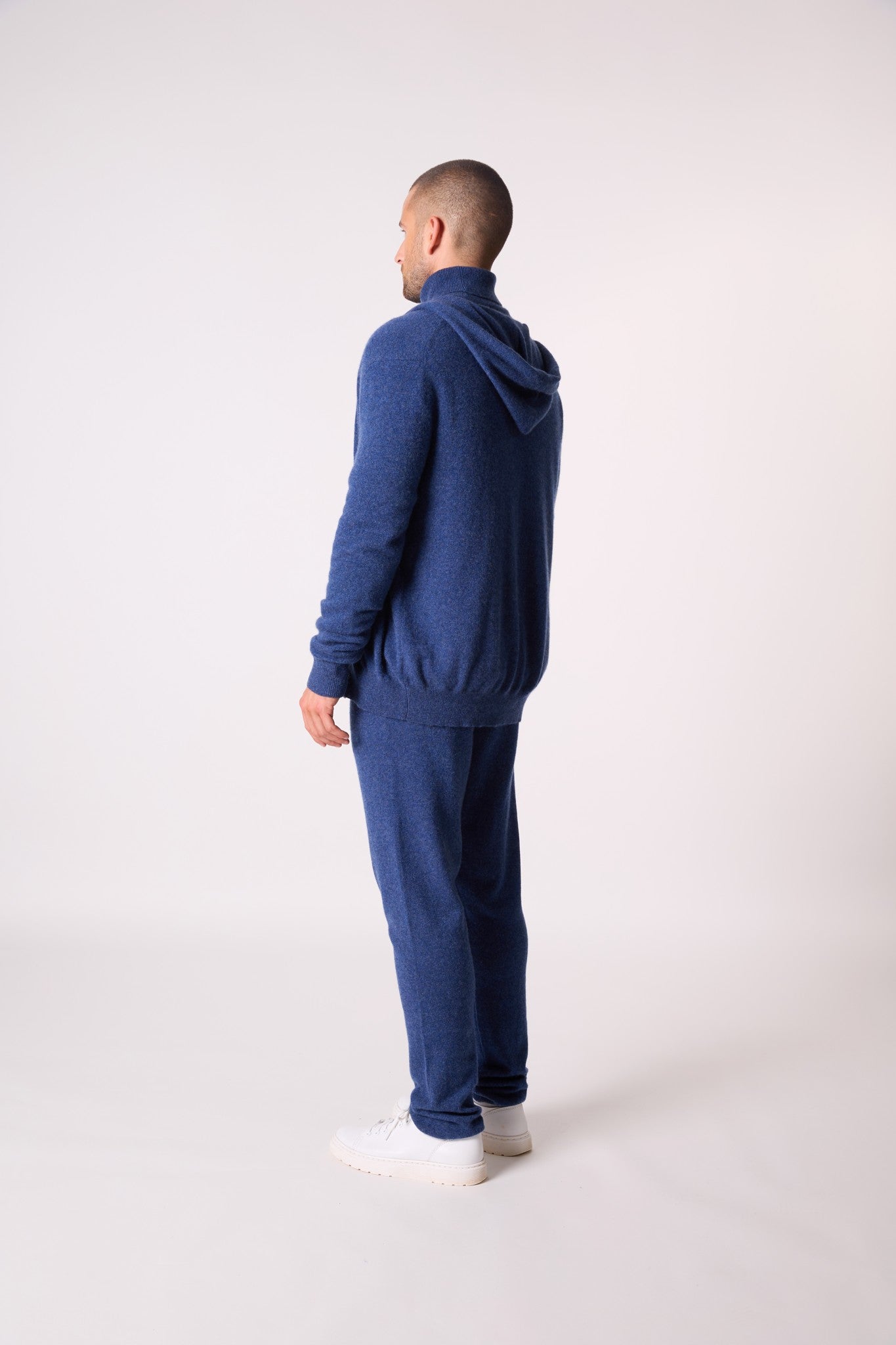 eldo gilet zippé capuche océan chiné 100% cachemire