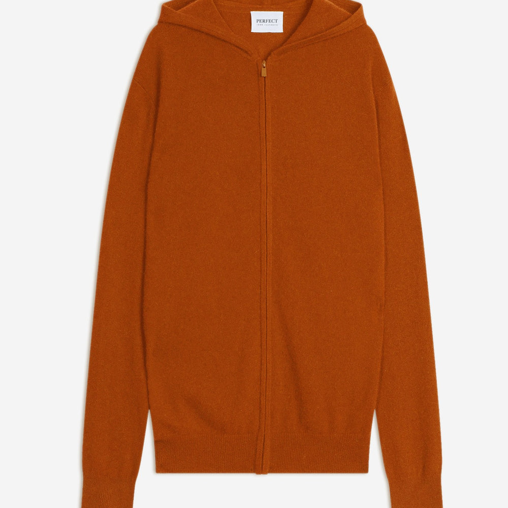 eldo gilet zippé capuche safran 100% cachemire