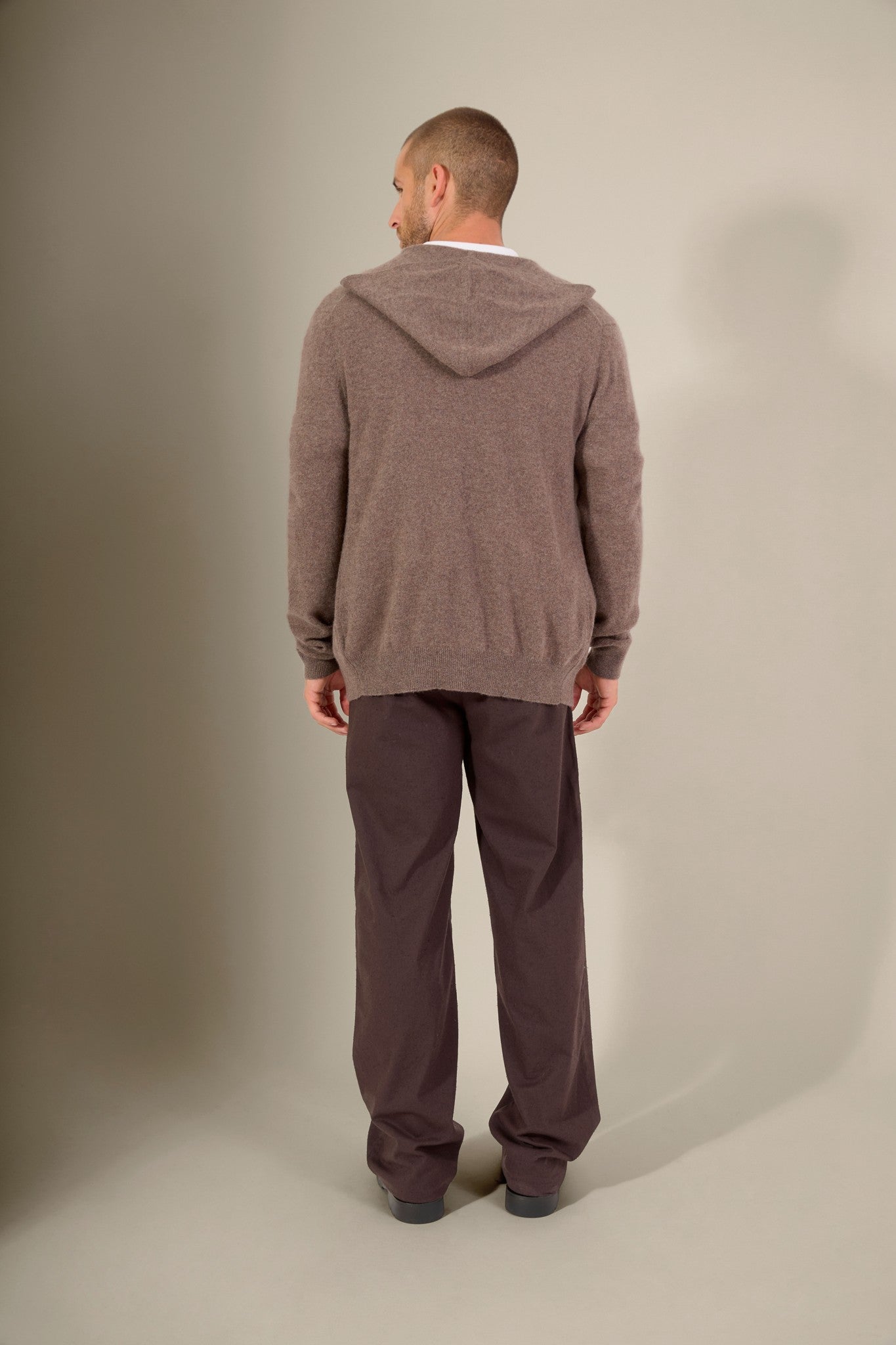 eldo gilet zippé capuche taupe chiné 100% cachemire