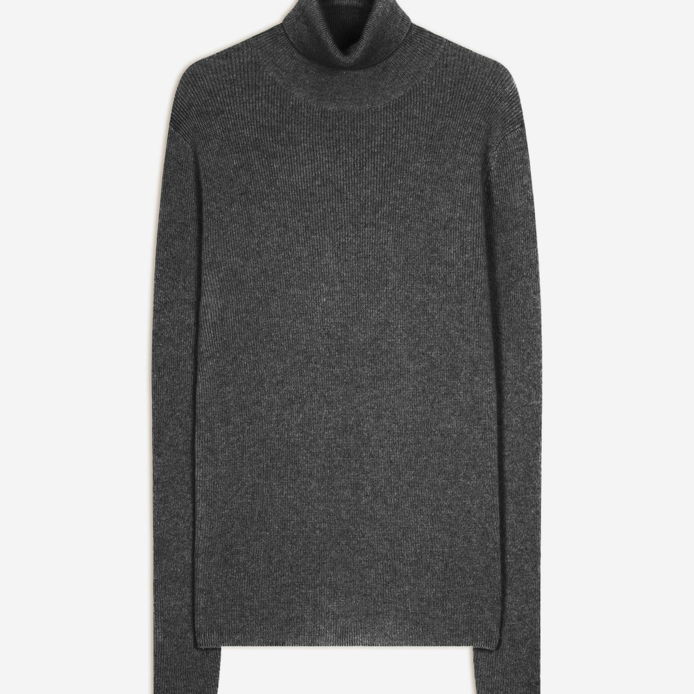 elly pull col roulé anthracite chiné 100% cachemire