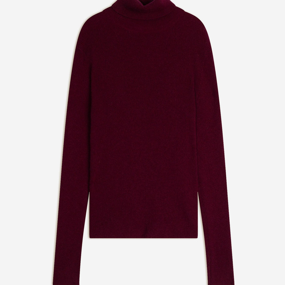 elly pull col roulé bordeaux 100% cachemire