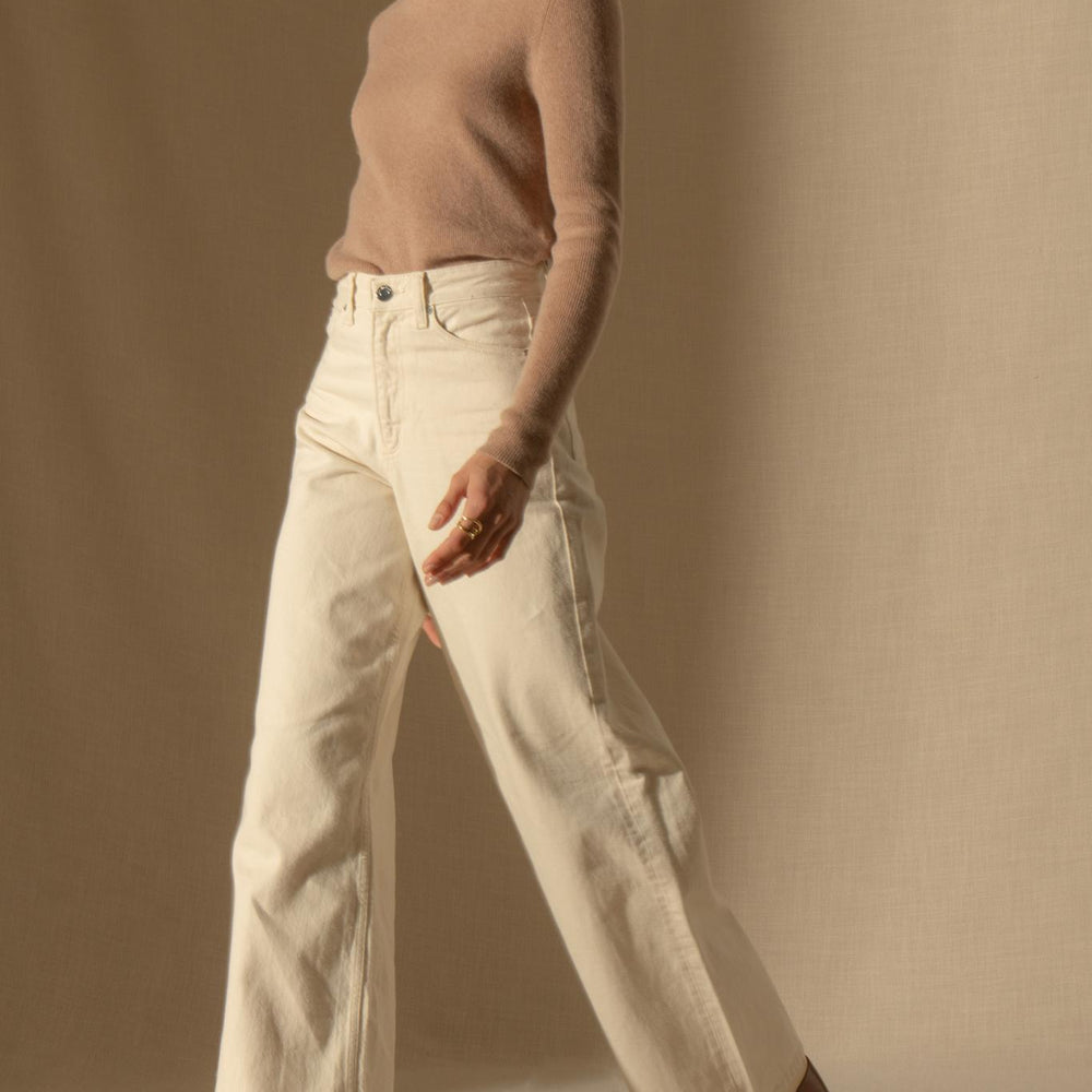 ELLY pull col roulé camel chiné 100% cachemire