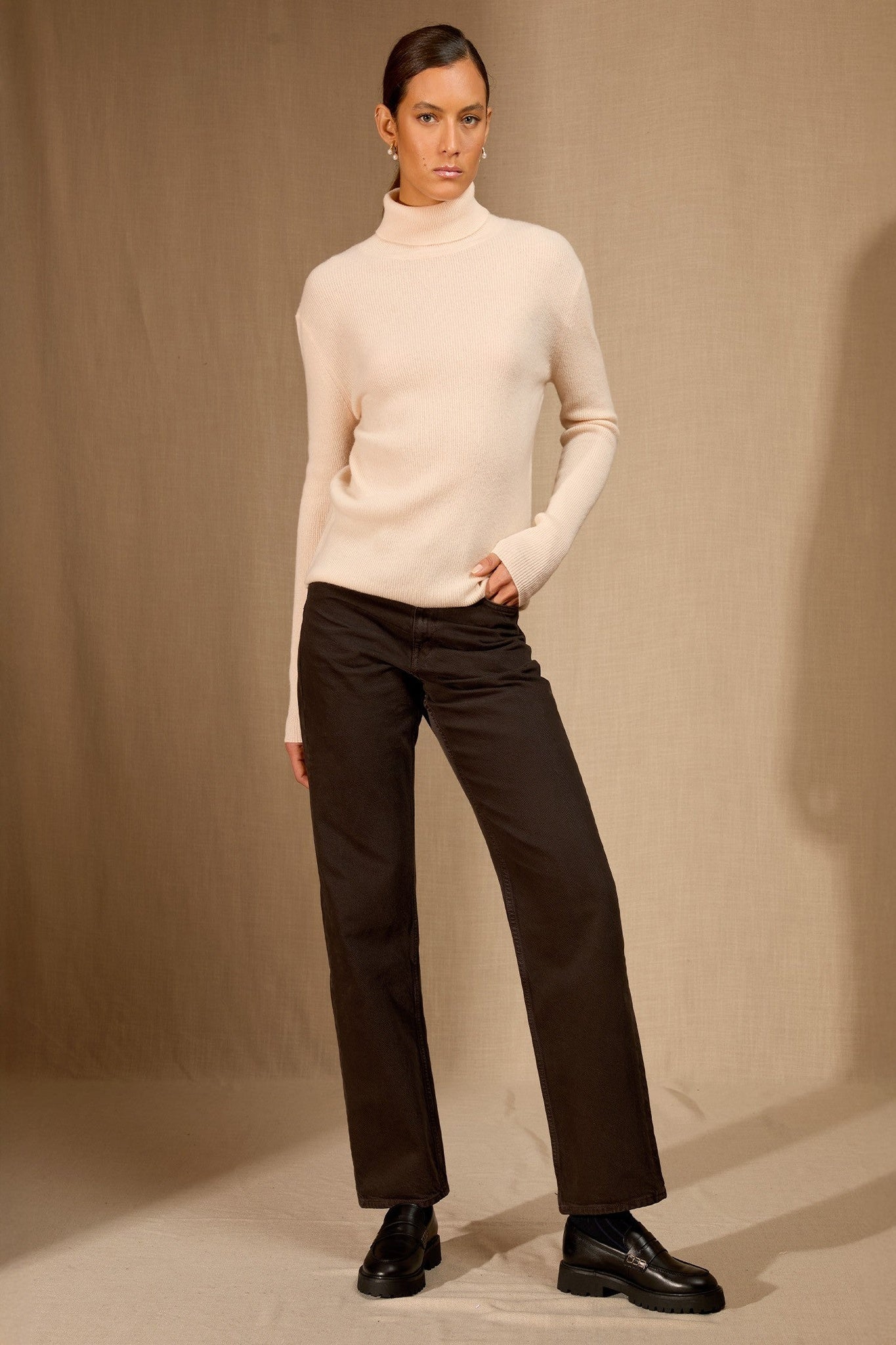 elly pull col roulé coquille 100% cachemire