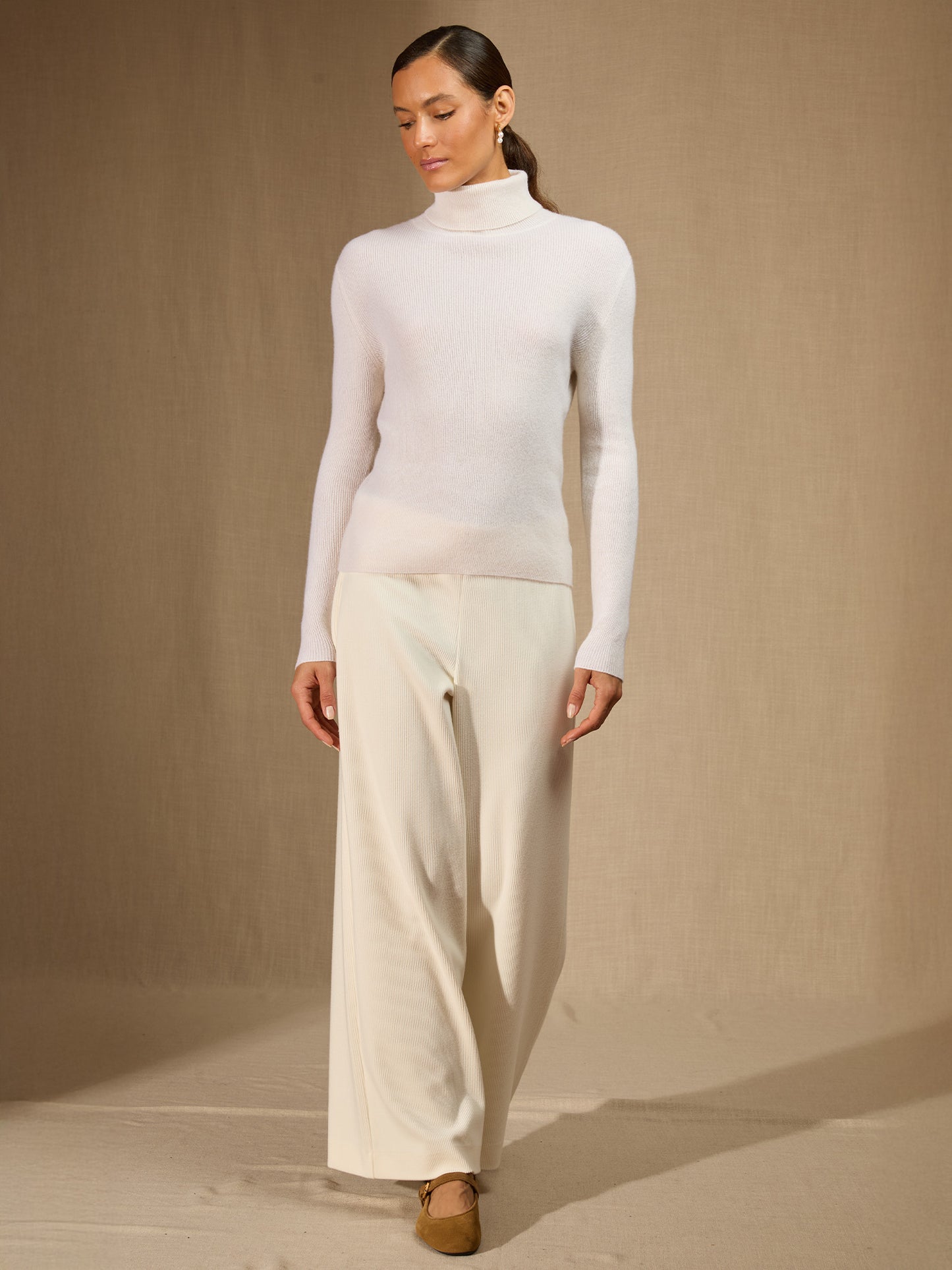 ELLY pull col roulé neige 100% cachemire