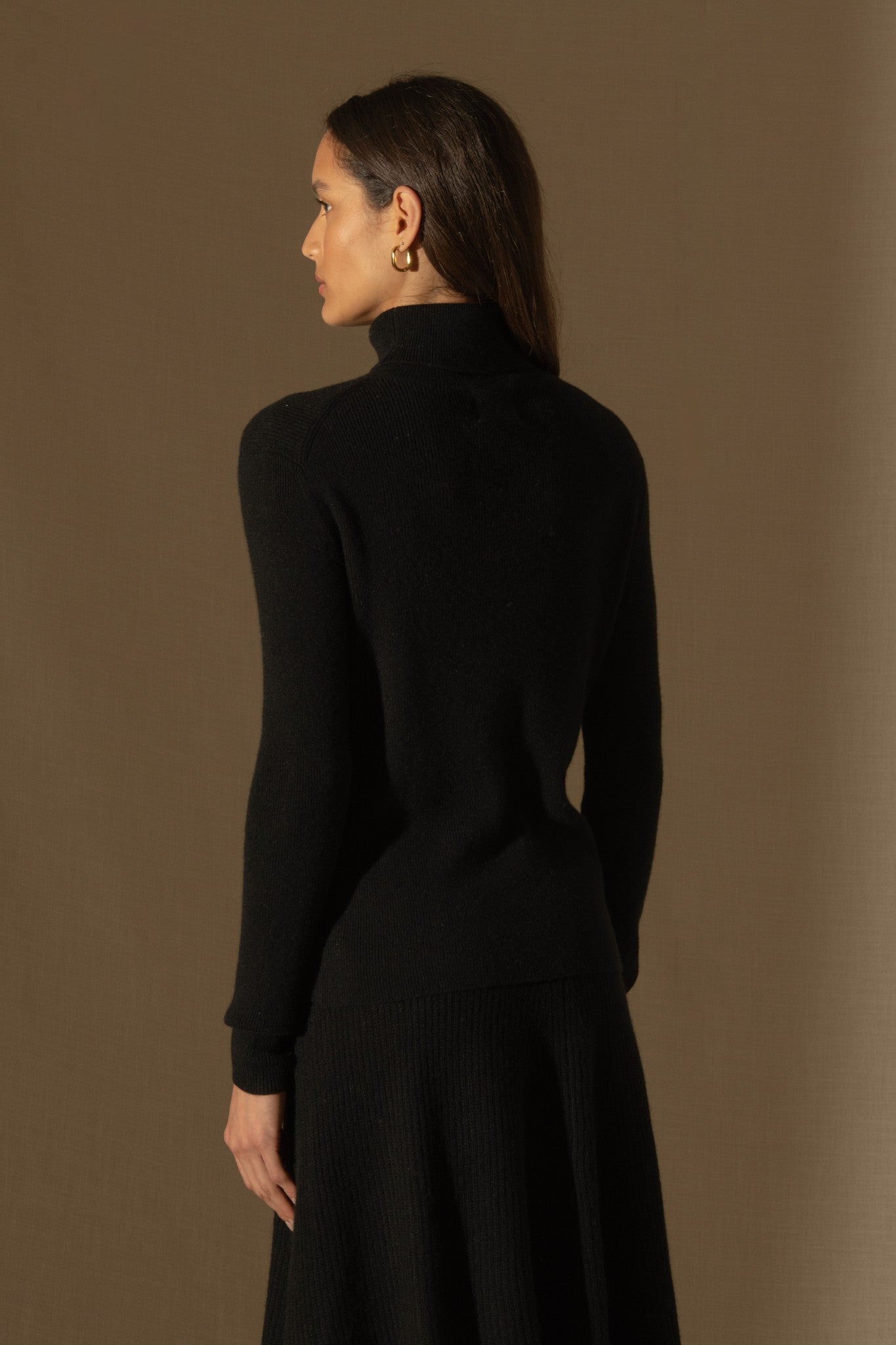 elly pull col roulé noir 100% cachemire