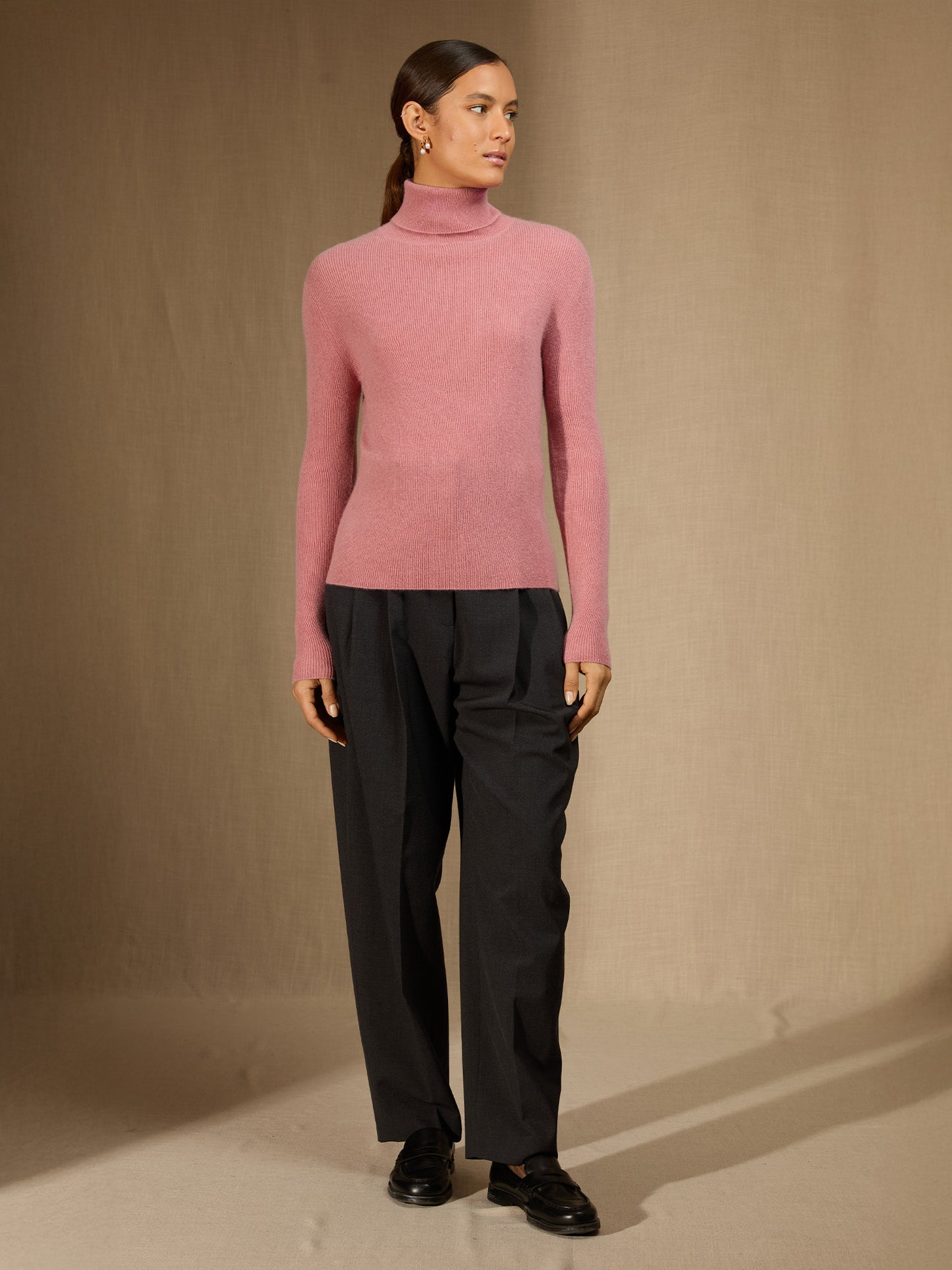 ELLY pull col roulé pétale 100% cachemire