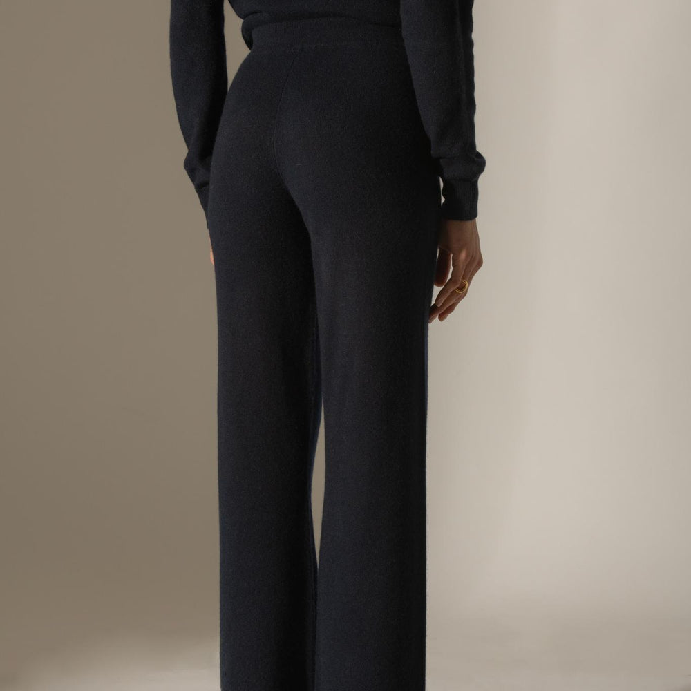 ELOA pantalon large navy 100% cachemire
