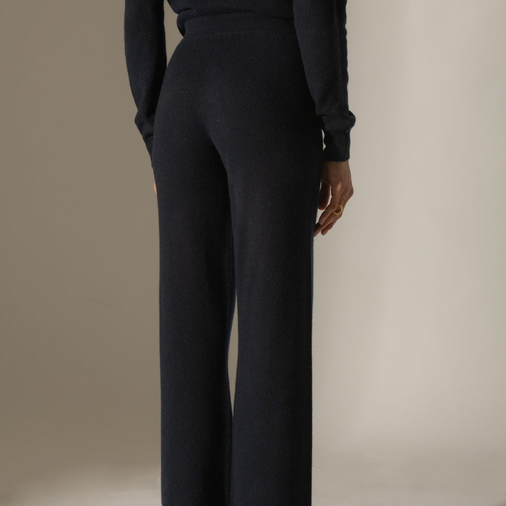 eloa pantalon large navy 100% cachemire