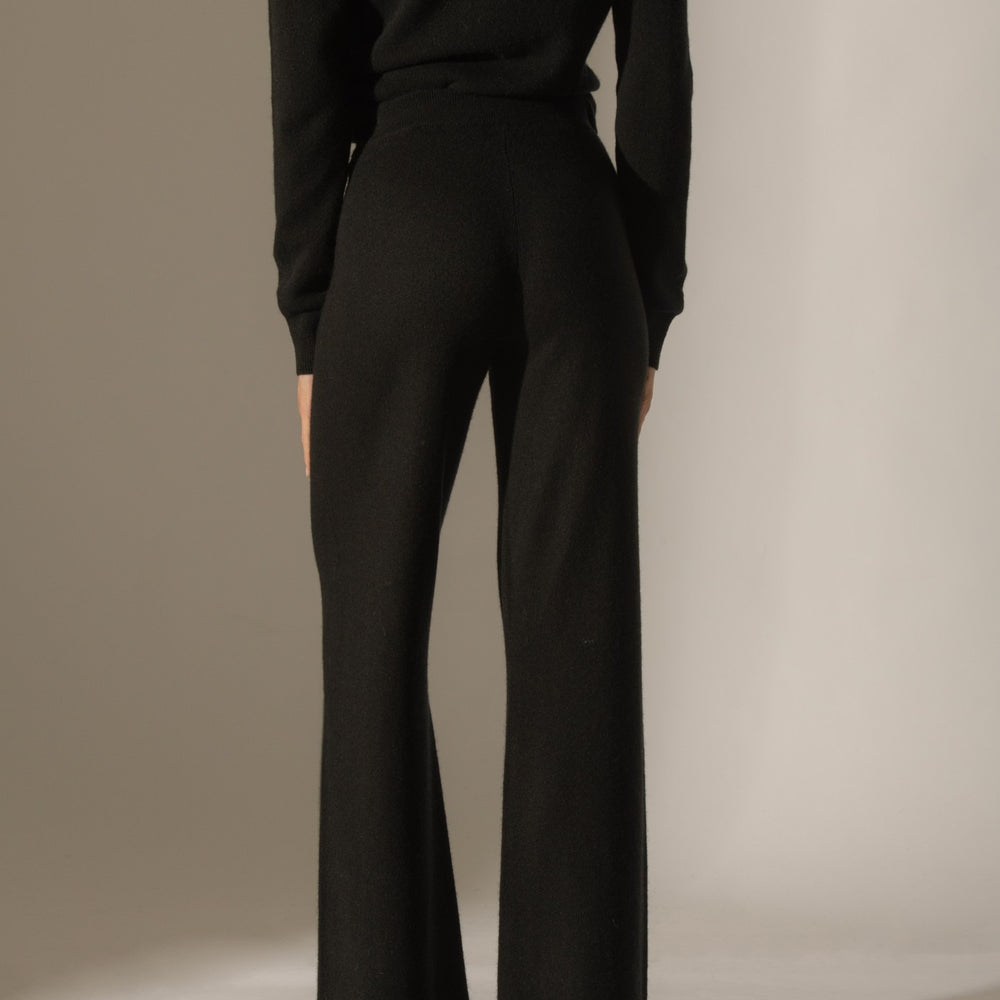 eloa pantalon large noir 100% cachemire
