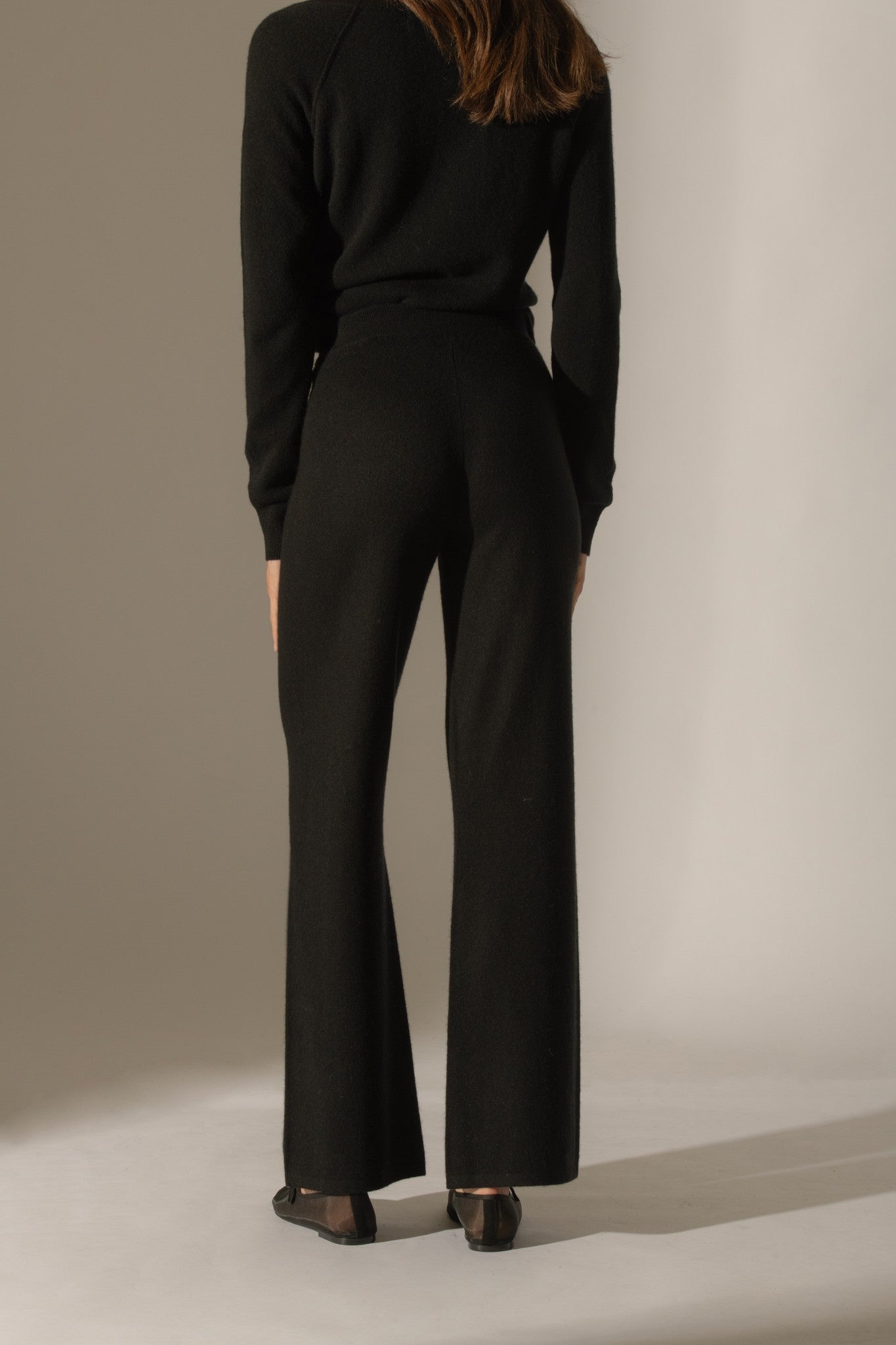 eloa pantalon large noir 100% cachemire