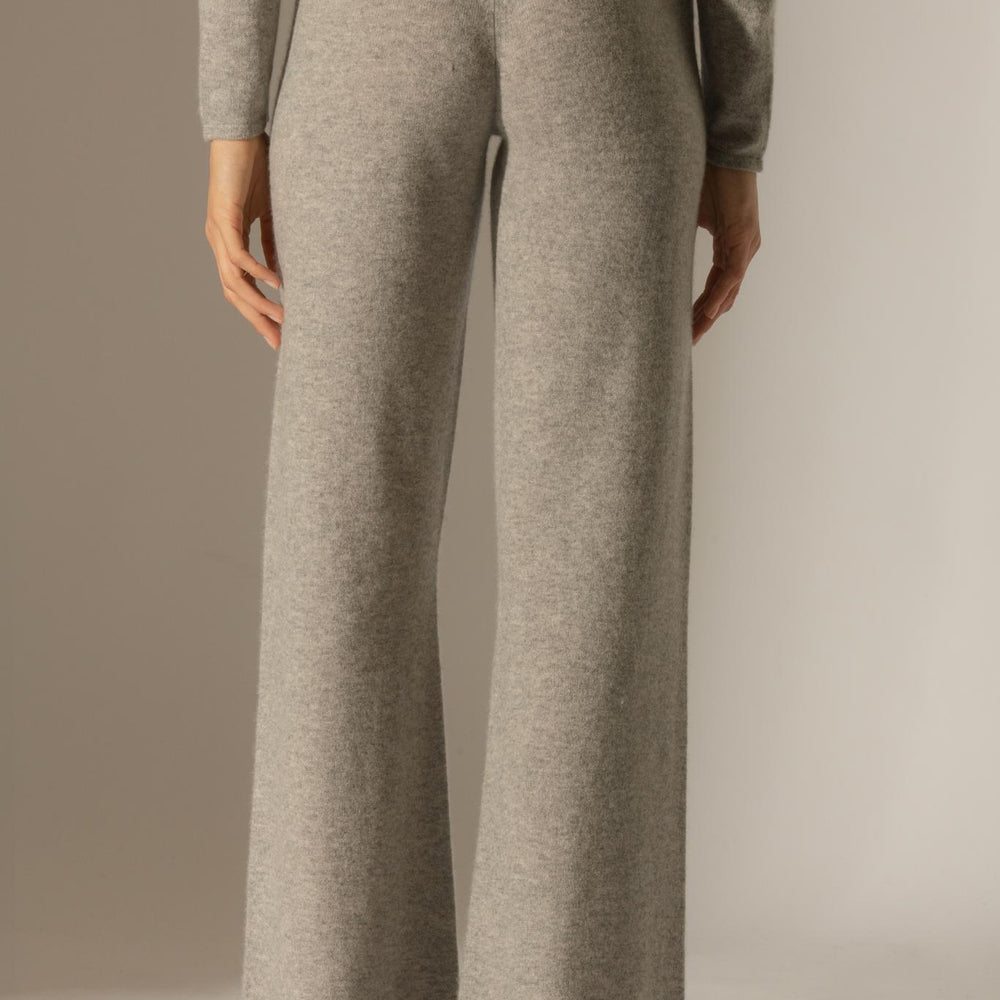 ELOA pantalon large nuage chiné 100% cachemire
