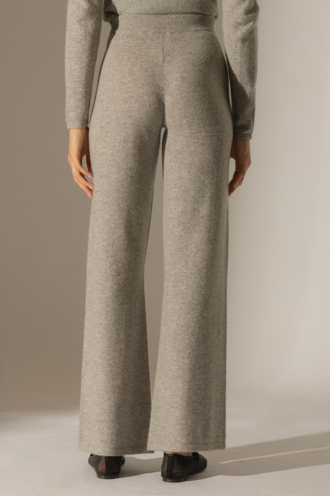 ELOA pantalon large nuage chiné 100% cachemire