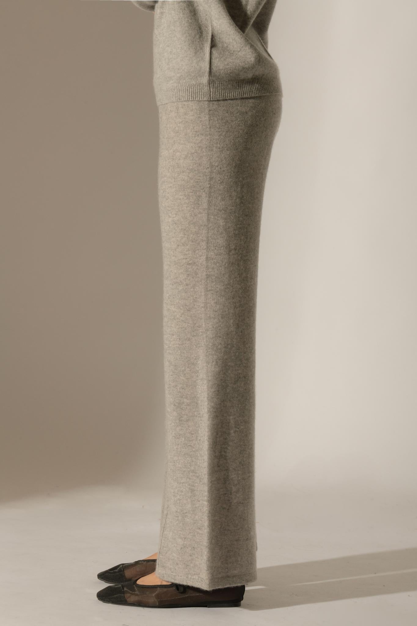 ELOA pantalon large nuage chiné 100% cachemire