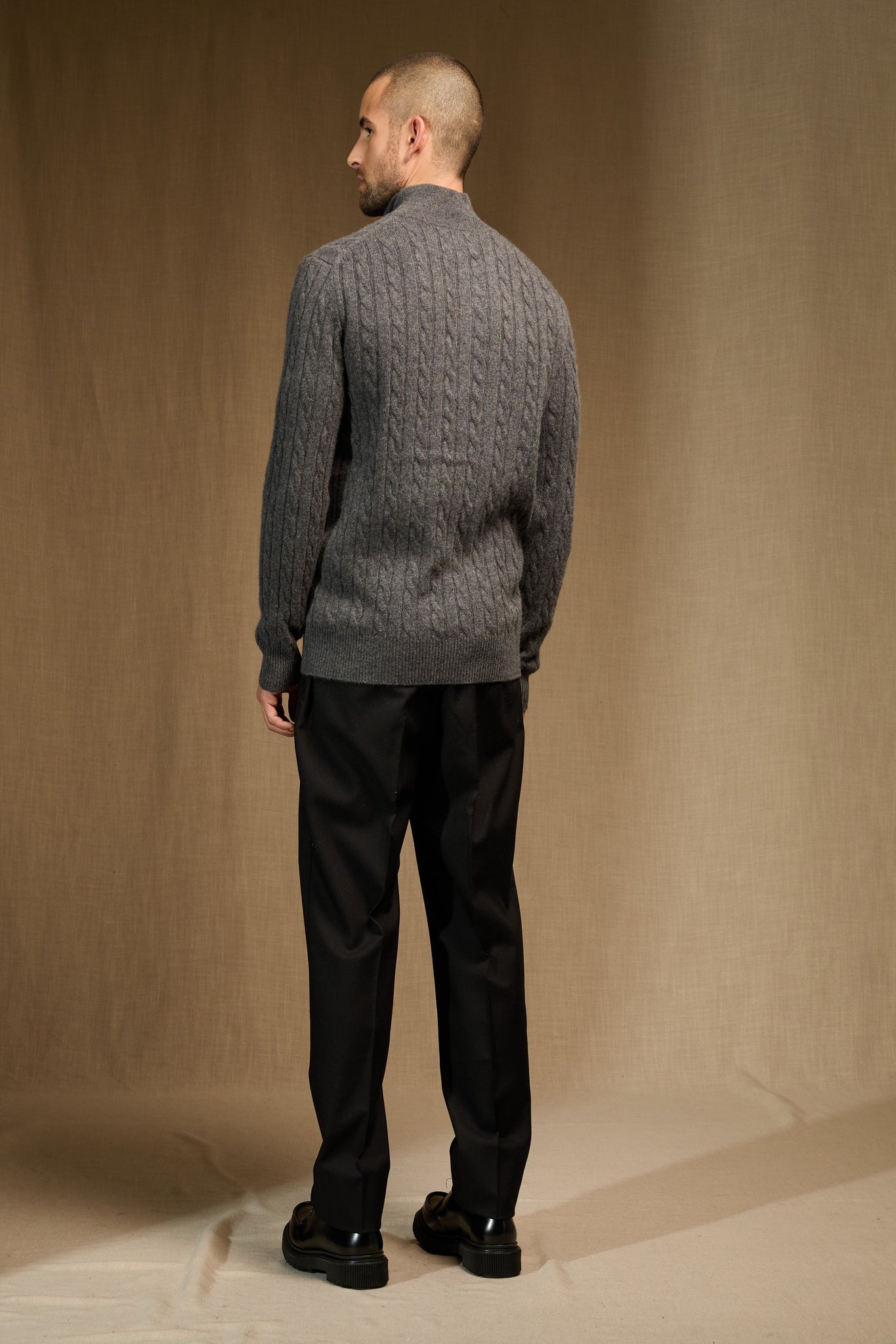 elvis pull camionneur 4 fils anthracite chiné 100% cachemire