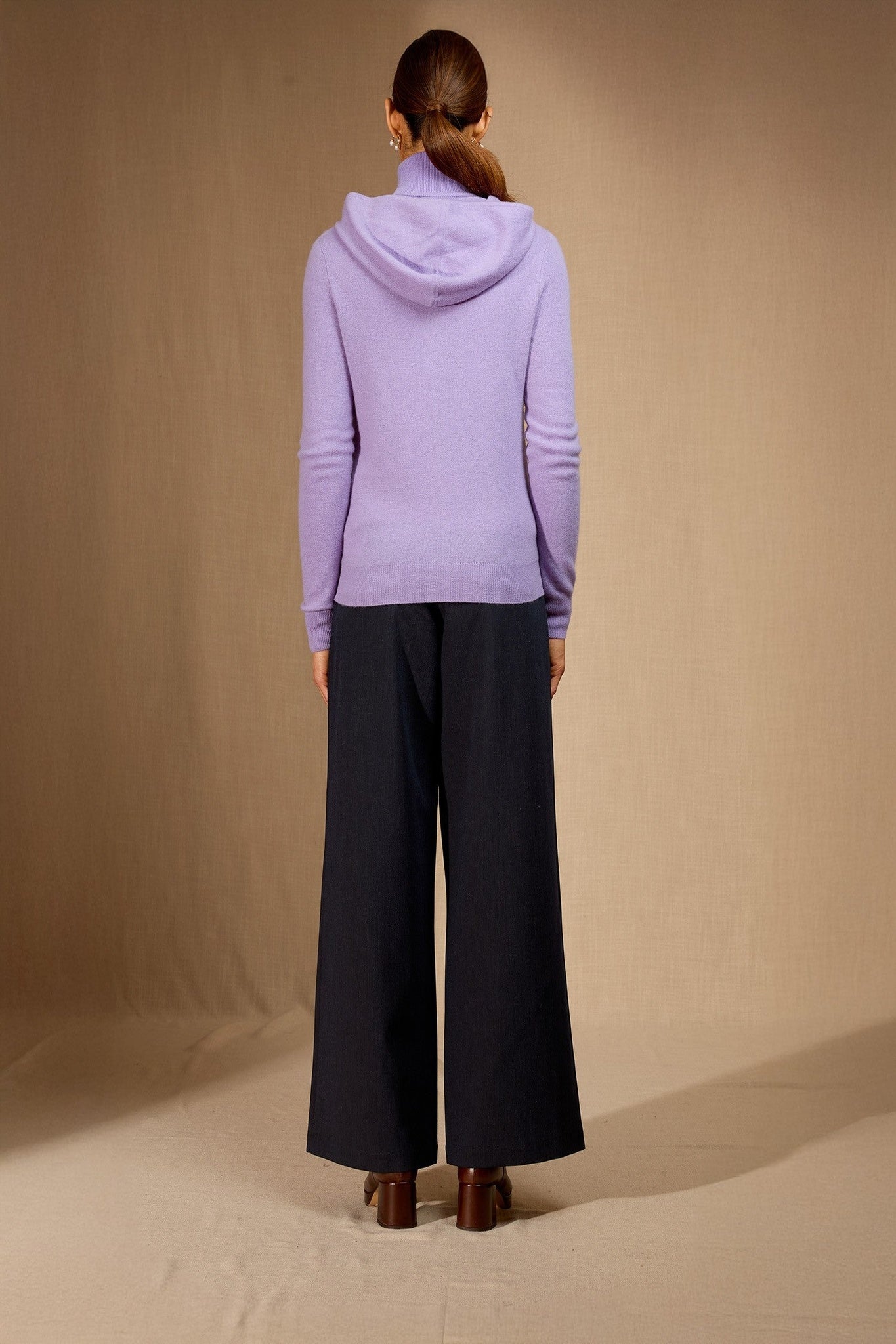 emma gilet zippé capuche lavande 100% cachemire