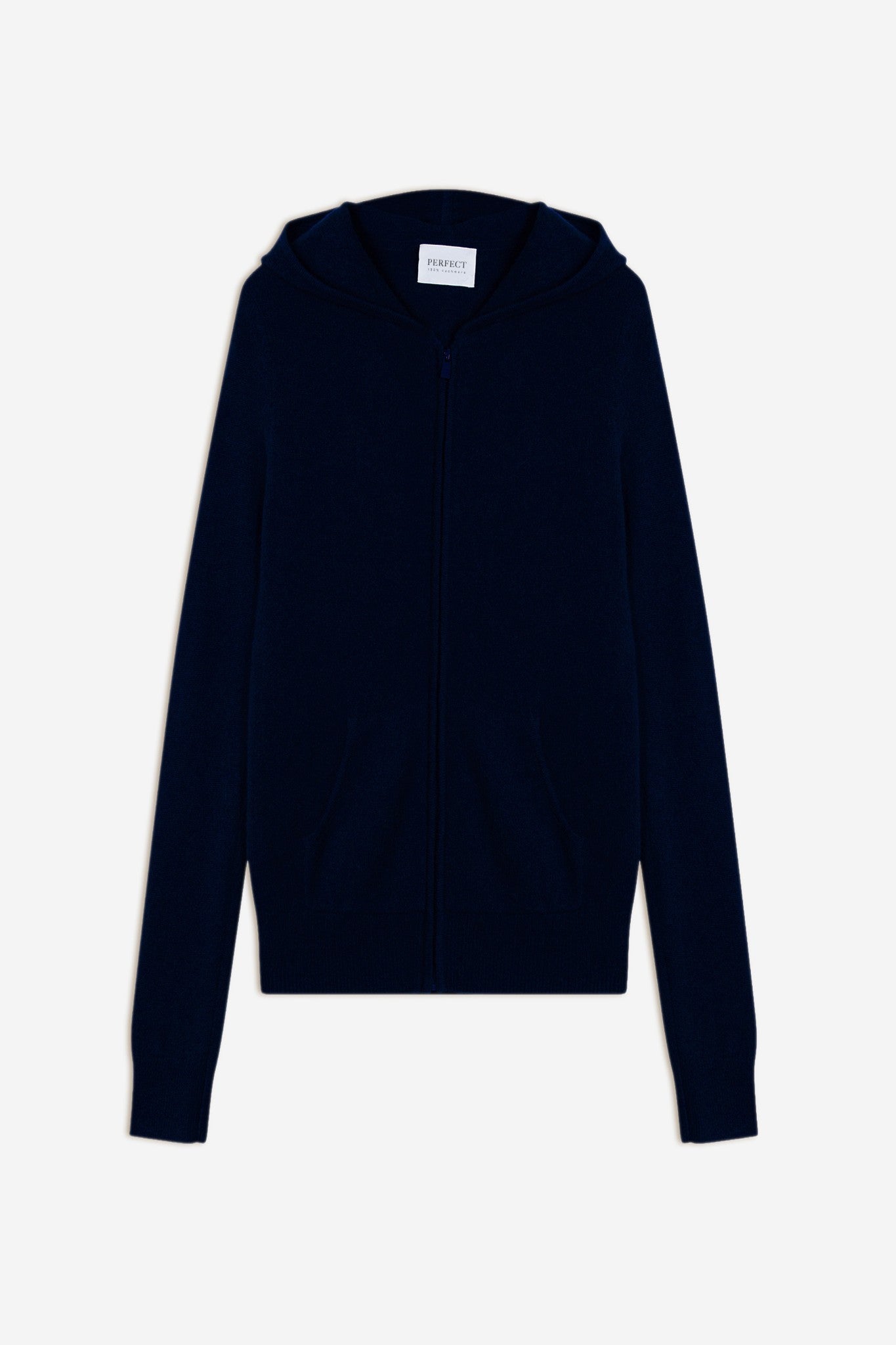 emma gilet zippé capuche navy 100% cachemire